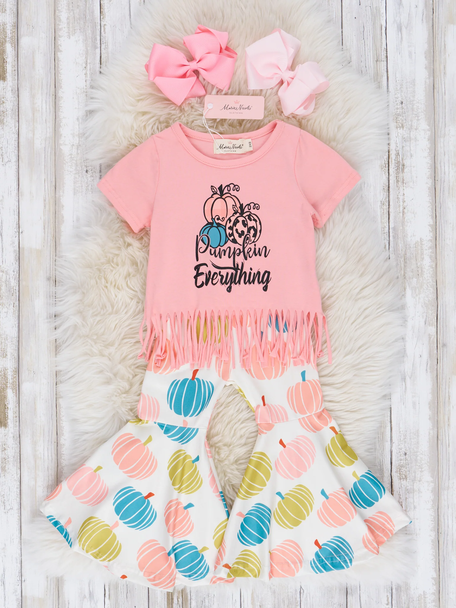 Pumpkin Everything Fringe Bell Bottom Outfit