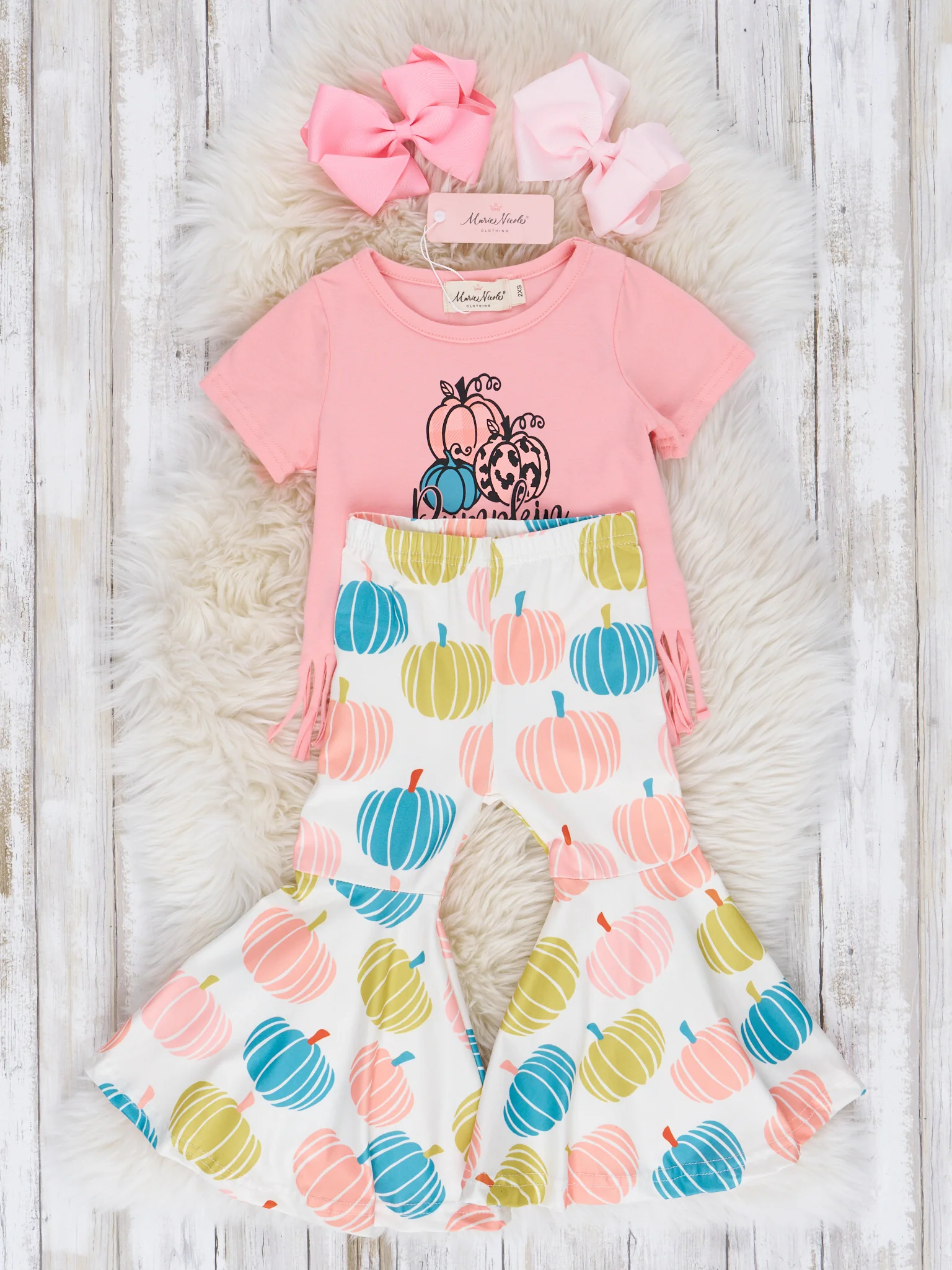 Pumpkin Everything Fringe Bell Bottom Outfit - Image 2