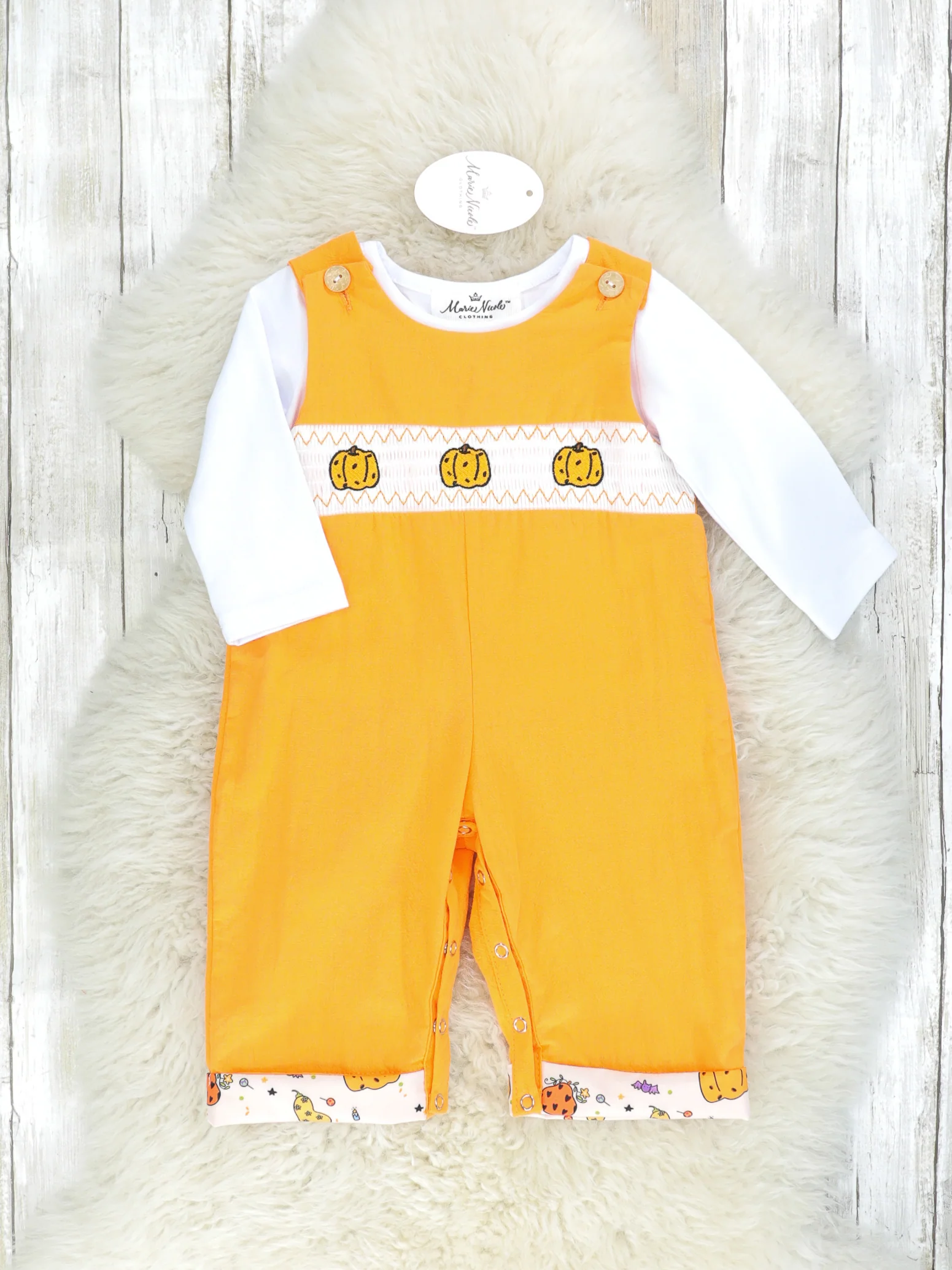 Pumpkin Spice & Spooky Nights Smocked Johnny Outfit