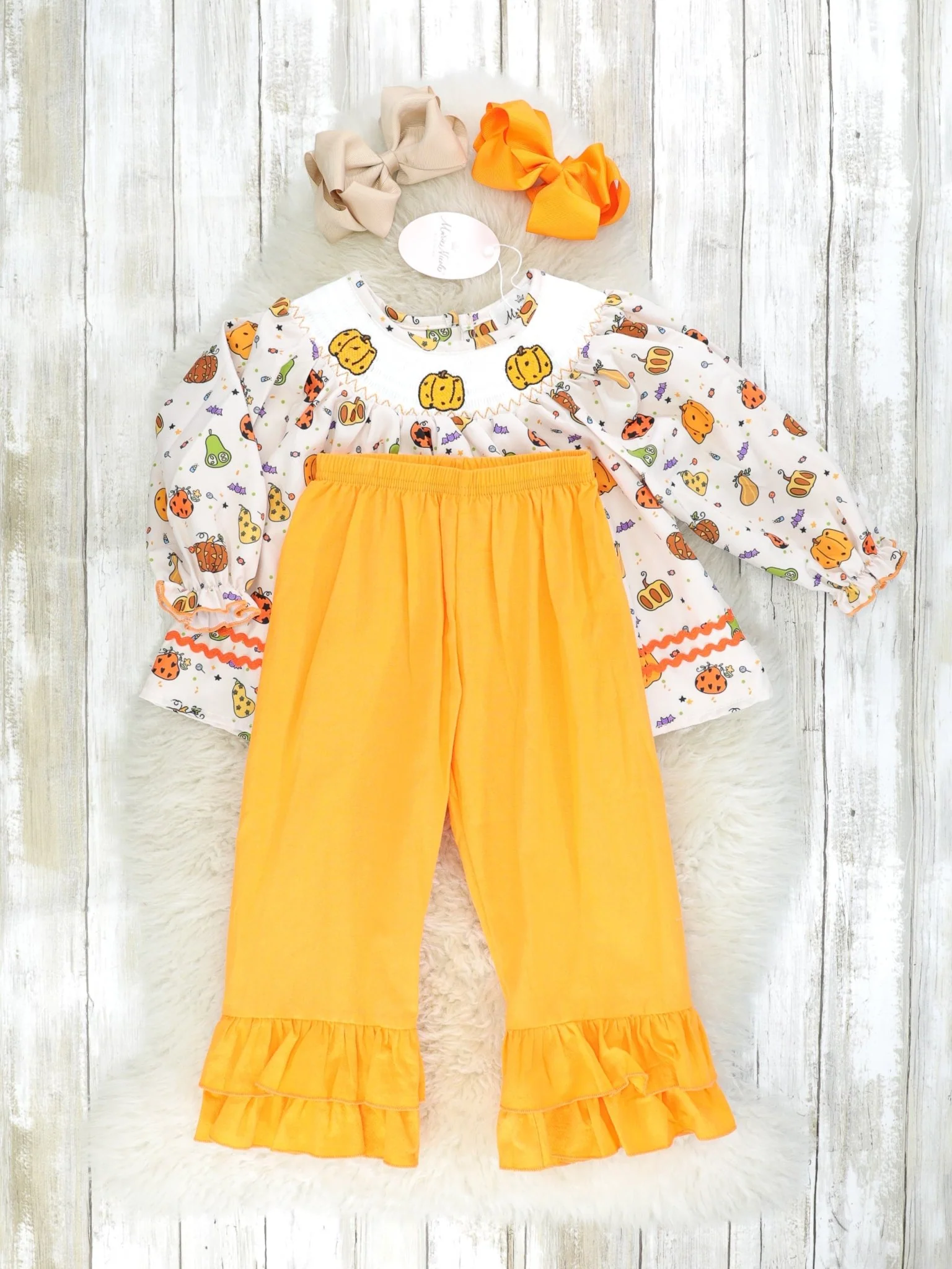 Pumpkin Spice & Spooky Nights Smocked Outfit - Image 2