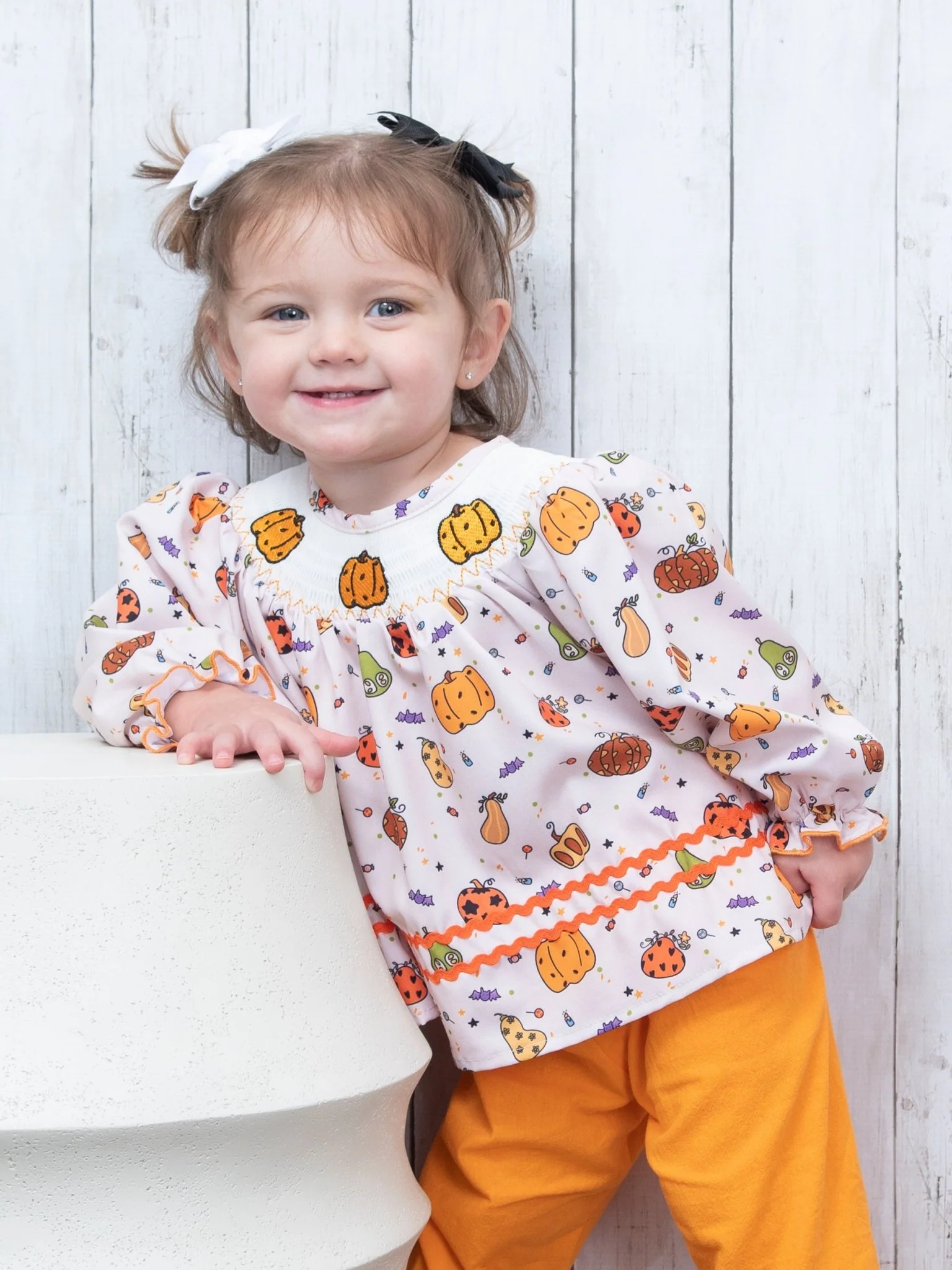 Pumpkin Spice & Spooky Nights Smocked Outfit - Image 3