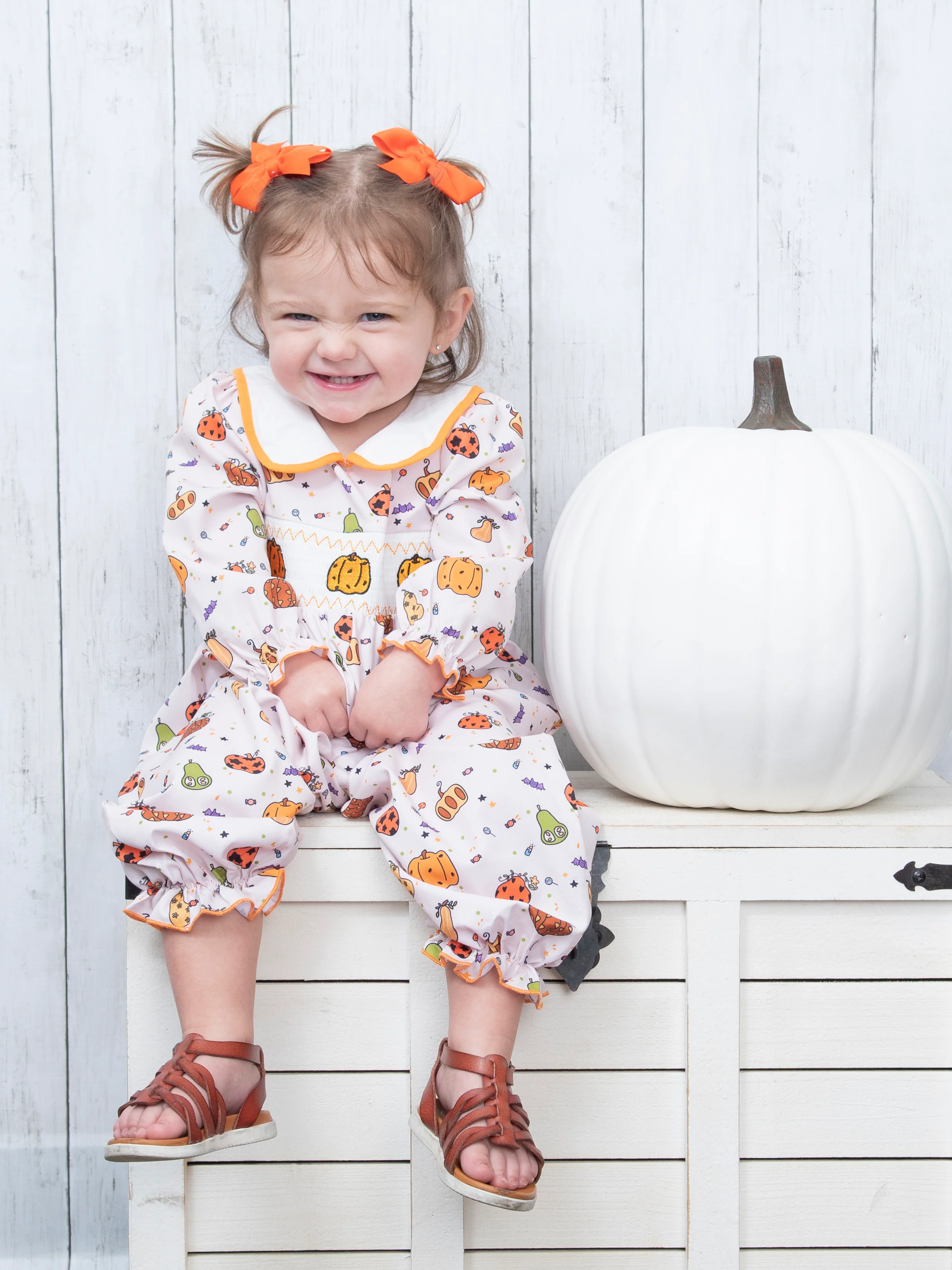Pumpkin Spice & Spooky Nights Smocked Romper - Image 3