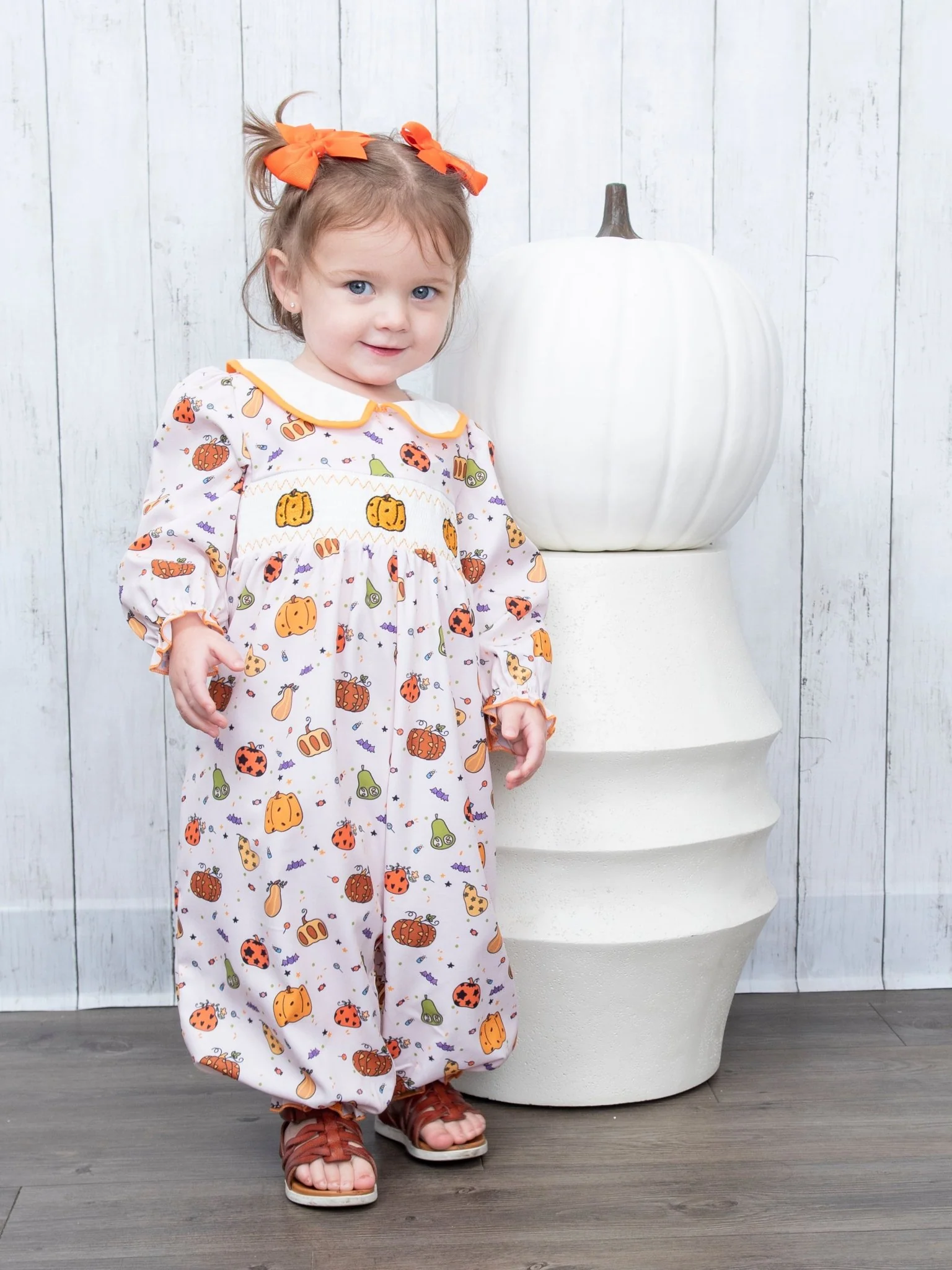 Pumpkin Spice & Spooky Nights Smocked Romper - Image 4