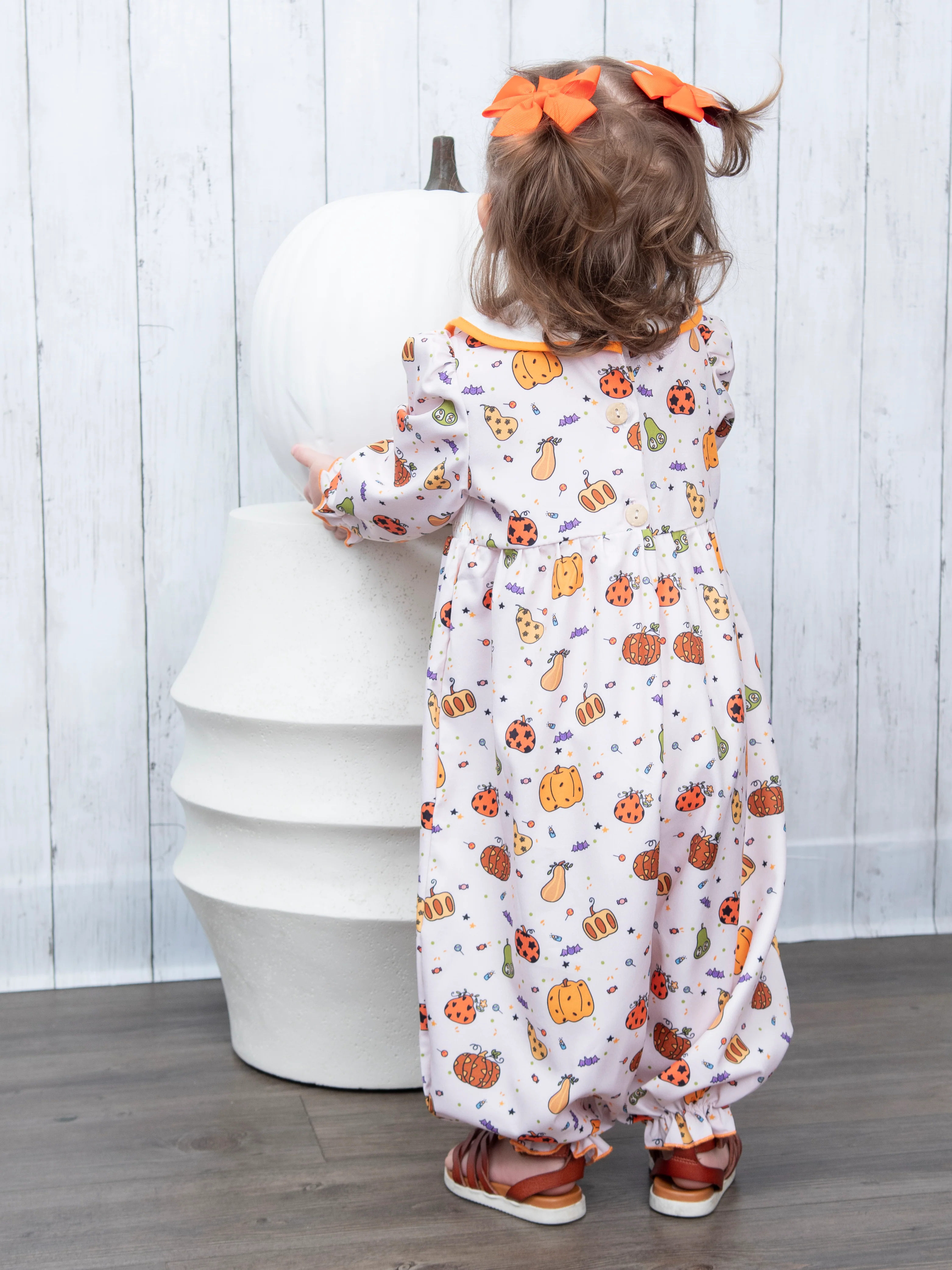 Pumpkin Spice & Spooky Nights Smocked Romper - Image 5