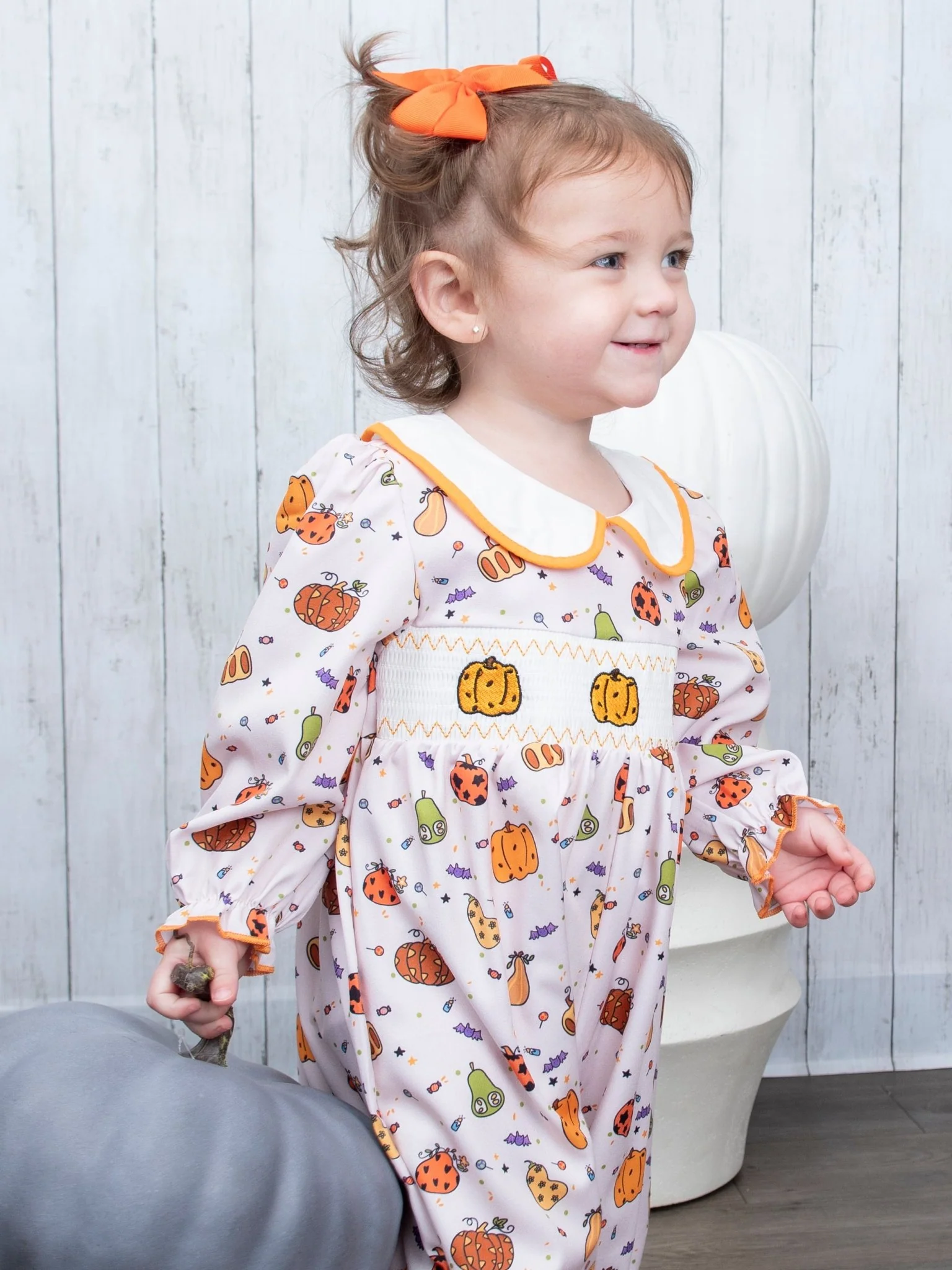 Pumpkin Spice & Spooky Nights Smocked Romper - Image 7