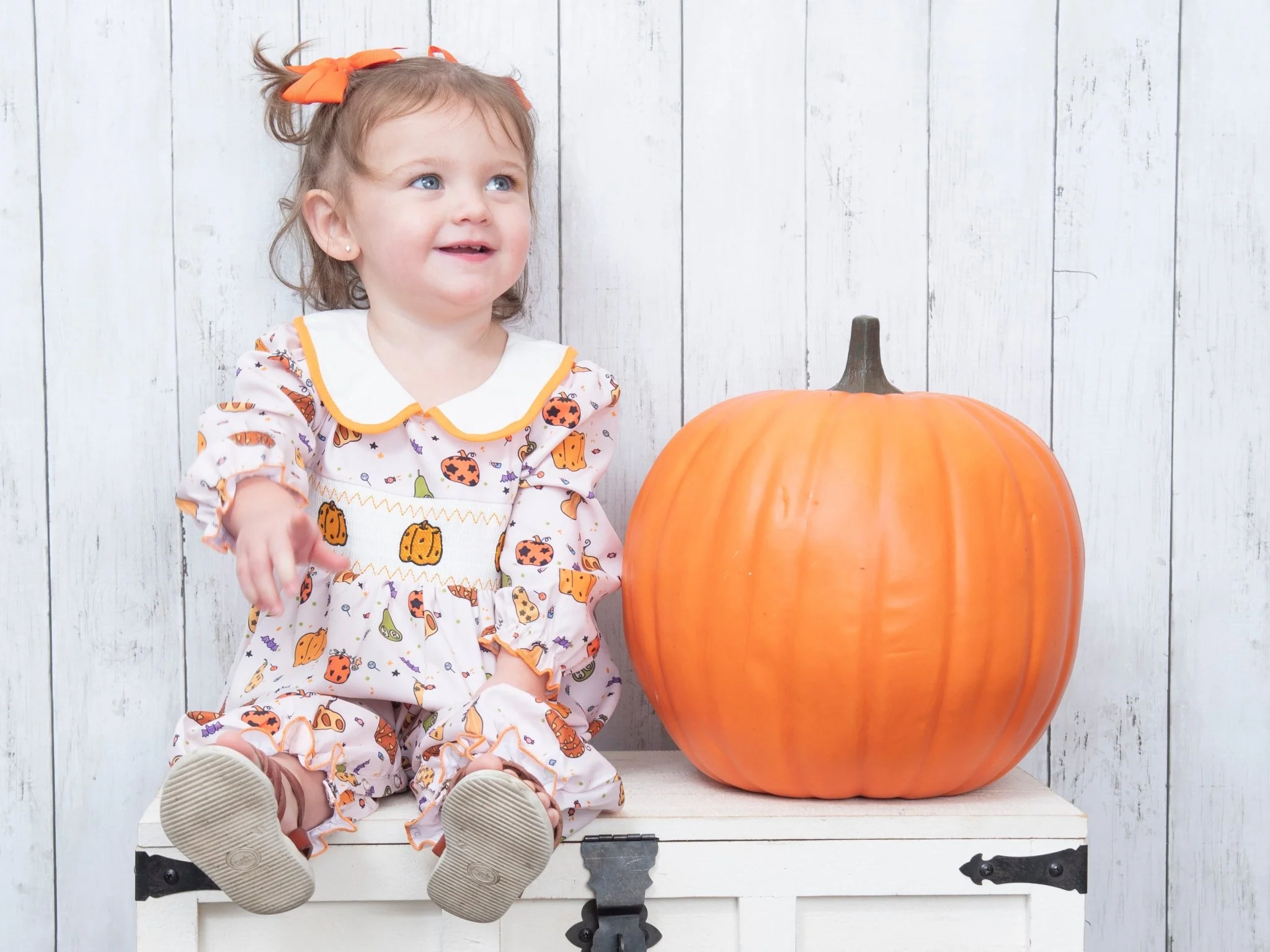 Pumpkin Spice & Spooky Nights Smocked Romper - Image 8