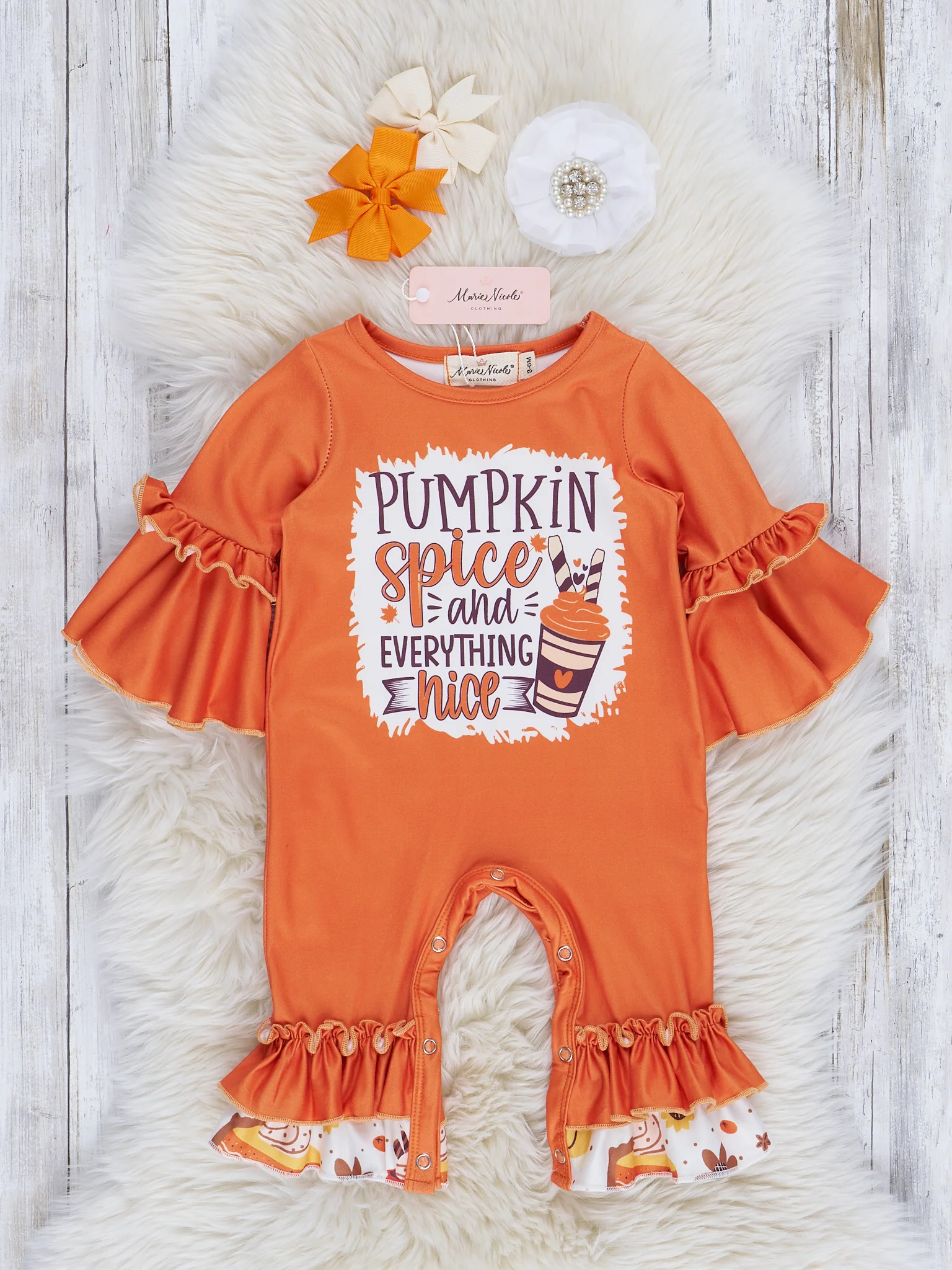 Pumpkin Spice Bell Sleeve Romper
