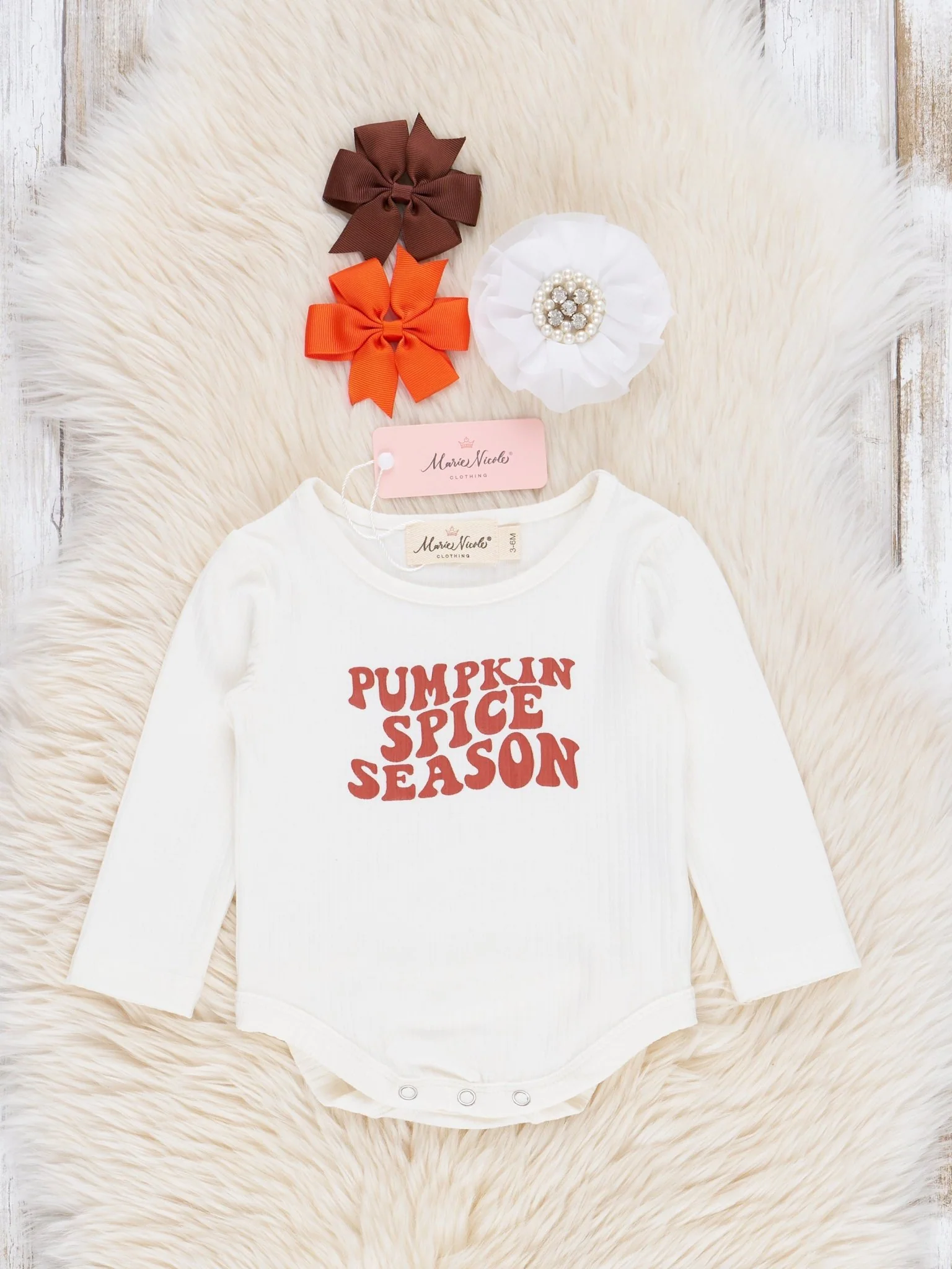 Pumpkin Spice Plaid Flannel Bubble Skirtall Set - Image 3