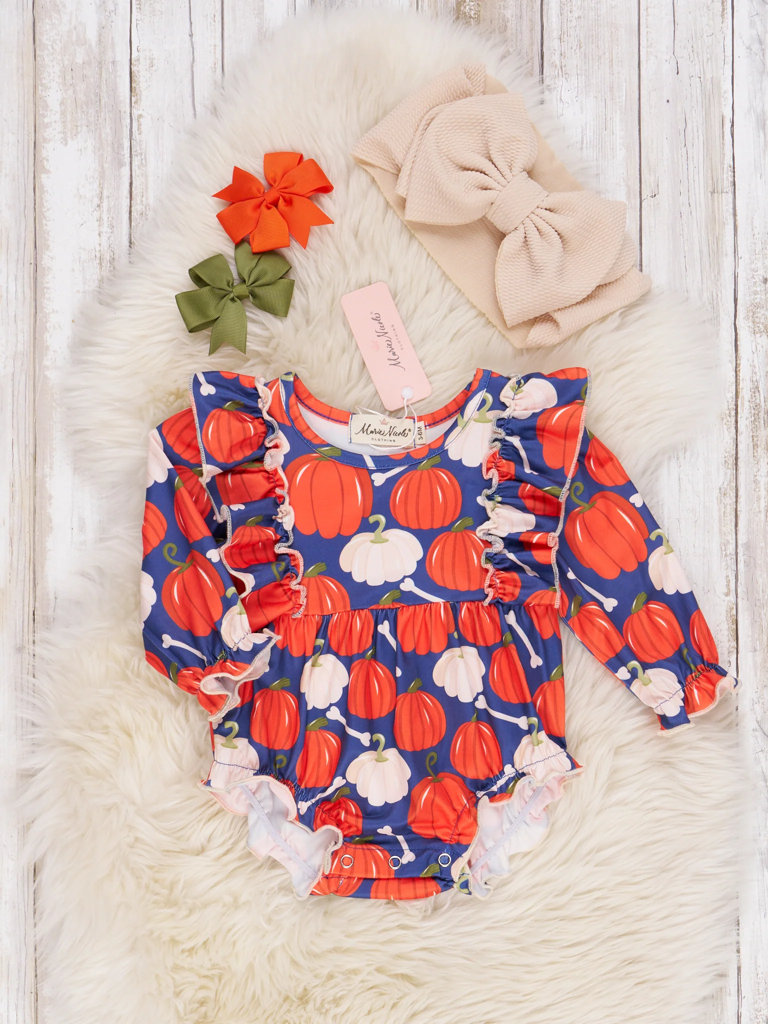 Pumpkins and Bones Ruffle Romper