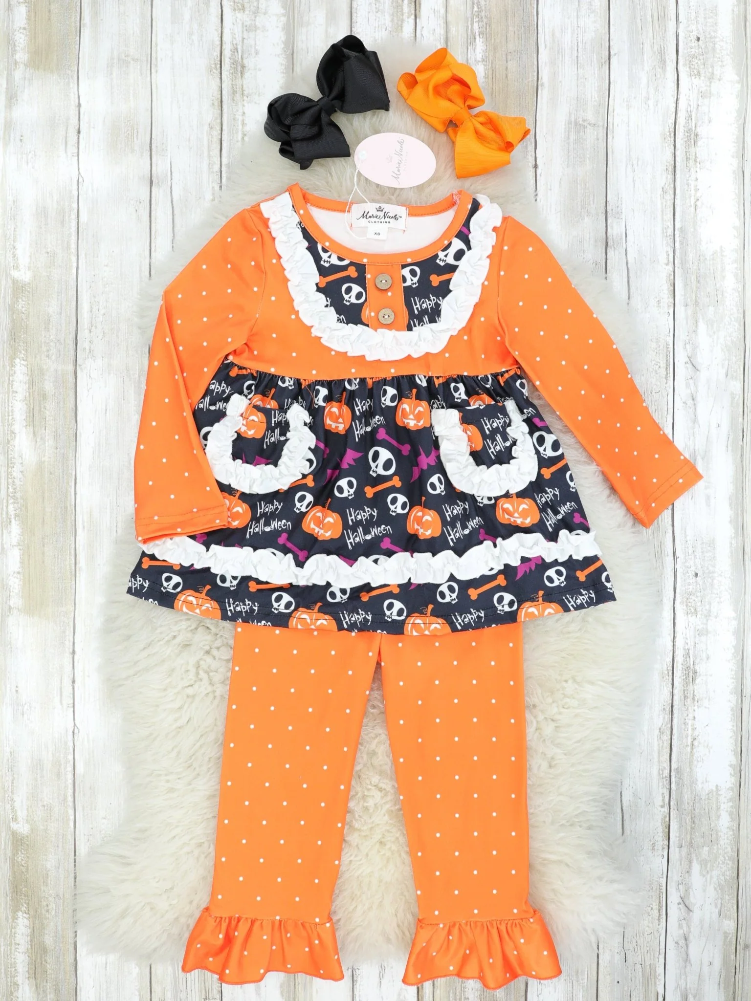 Pumpkins & Skulls Orange Ruffle Outfit
