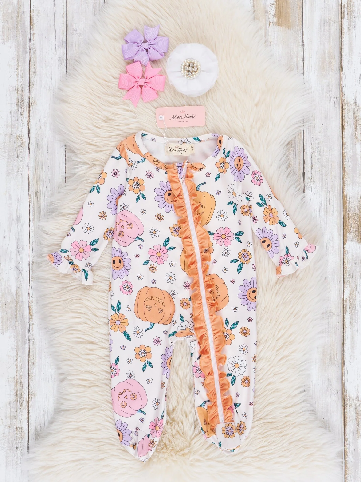 Pumpkins & Daisies Footed Sleeper Pajamas - Image 2