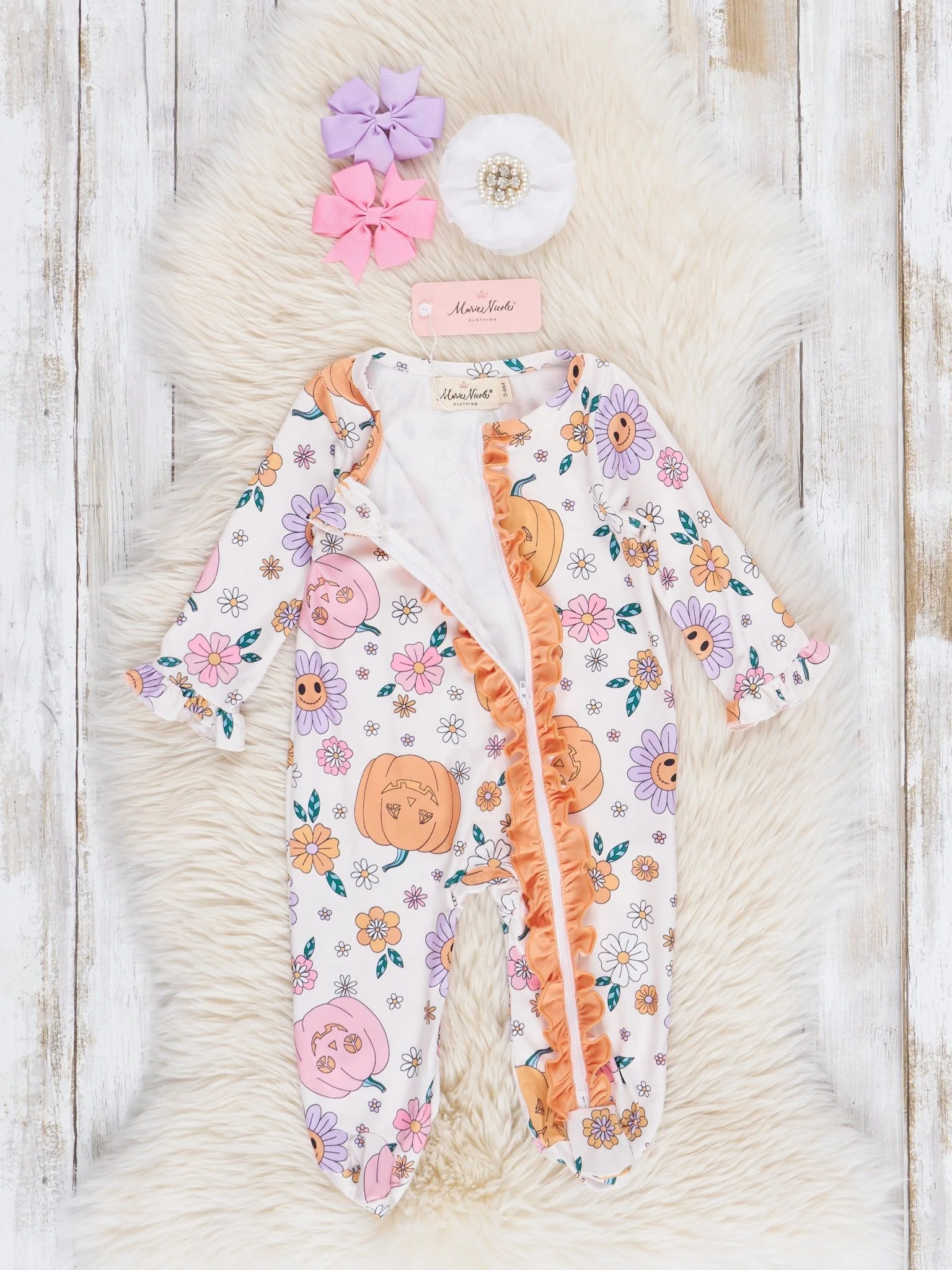 Pumpkins & Daisies Footed Sleeper Pajamas - Image 3