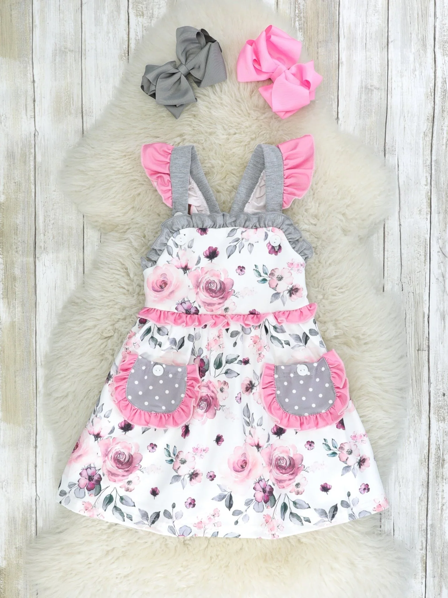 Punch Pink Watercolor Rose Pocket Dress