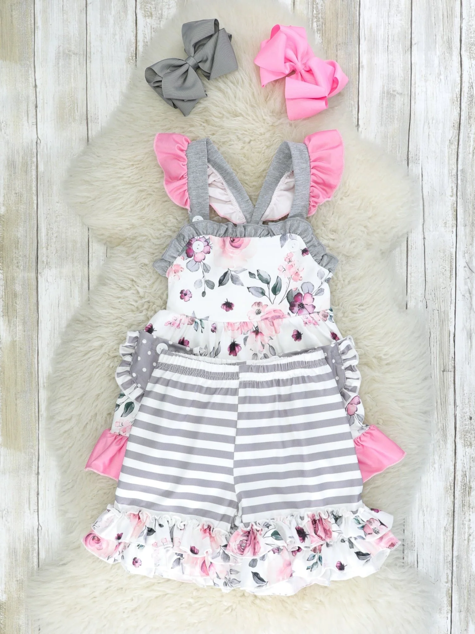Punch Pink Watercolor Rose Pocket Outfit - Image 2
