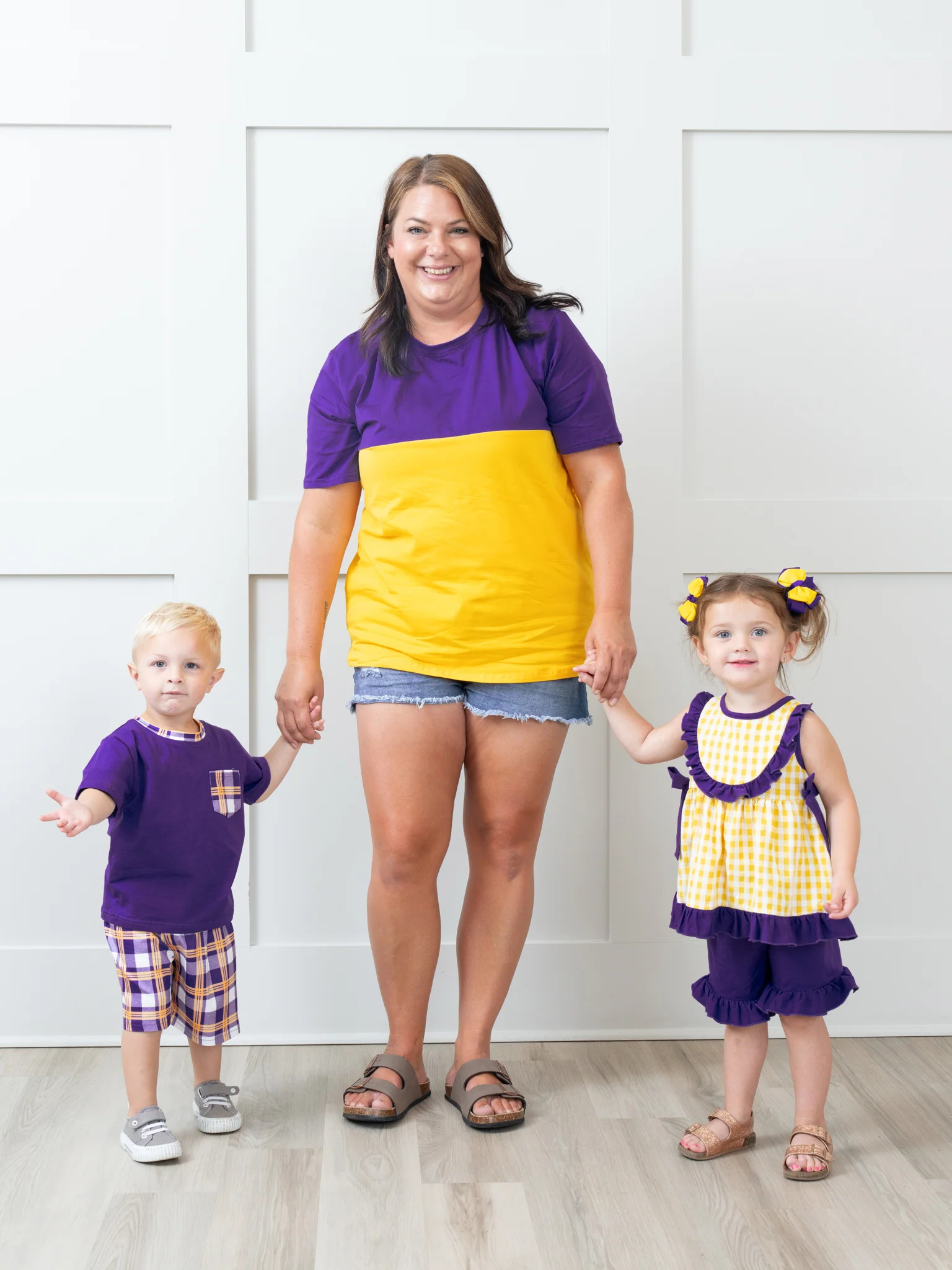Purple & Gold Gingham Ruffle Outfit - Image 5