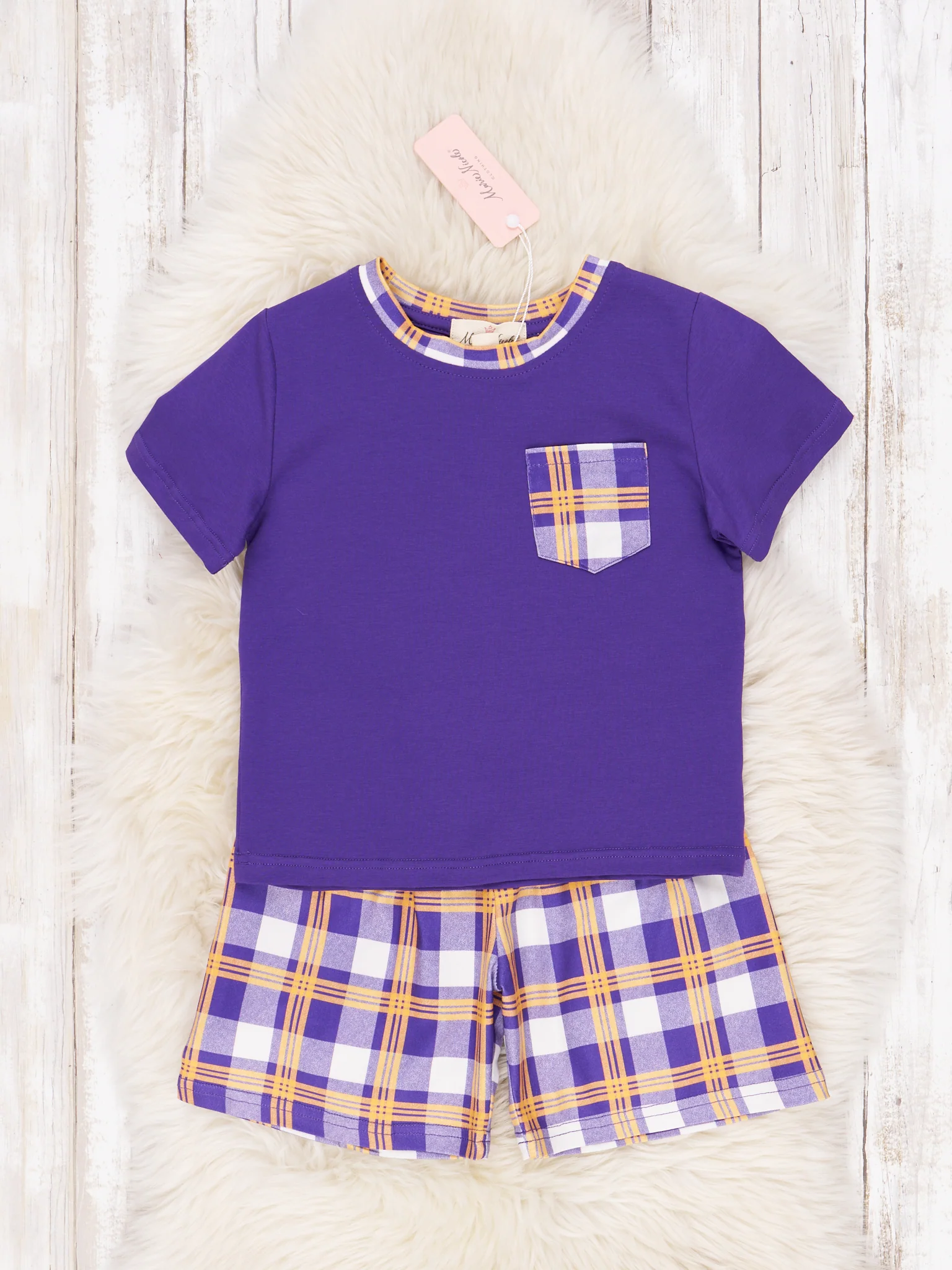 Purple & Gold Plaid Outfit - Image 2