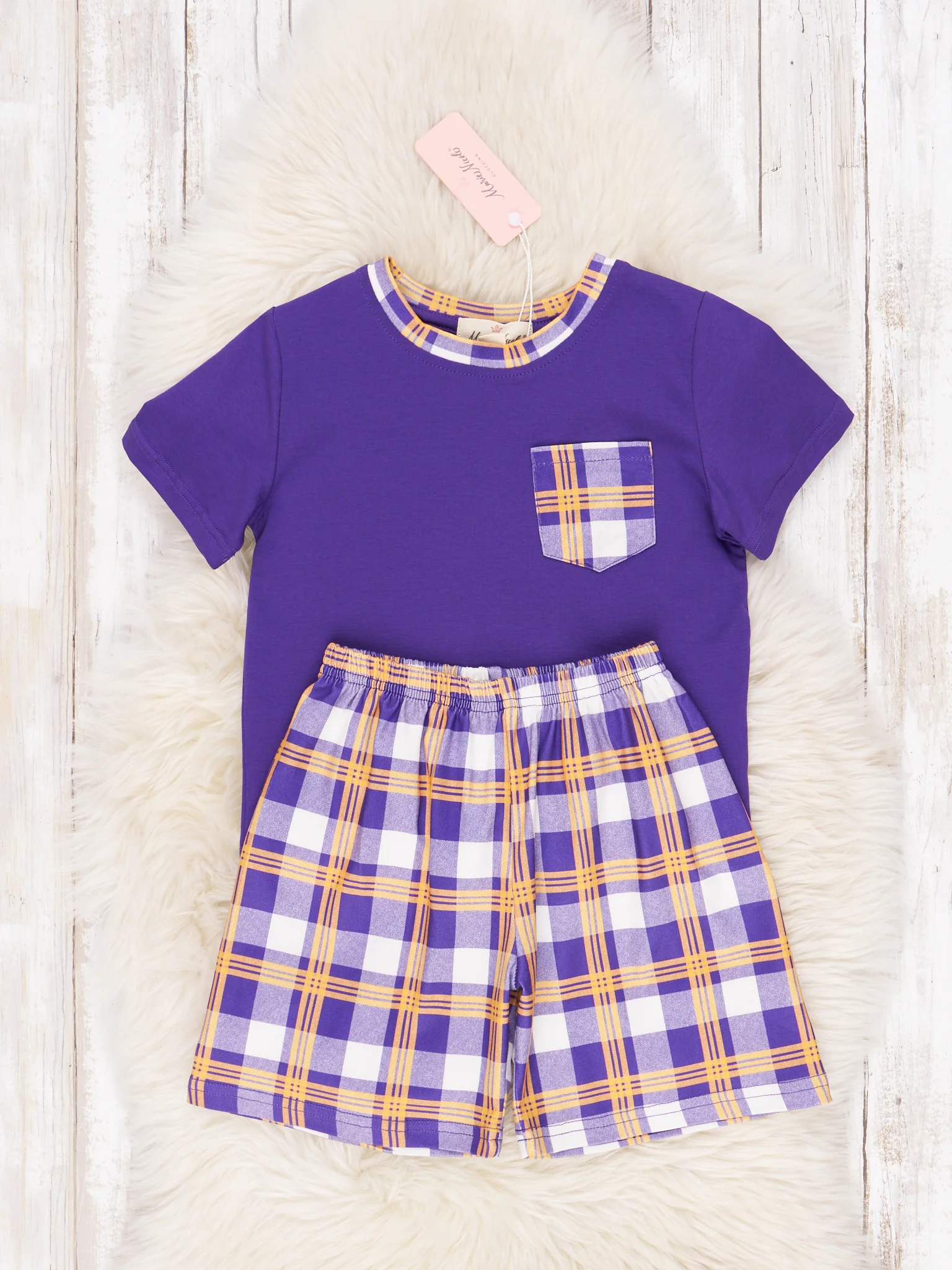 Purple & Gold Plaid Outfit - Image 3