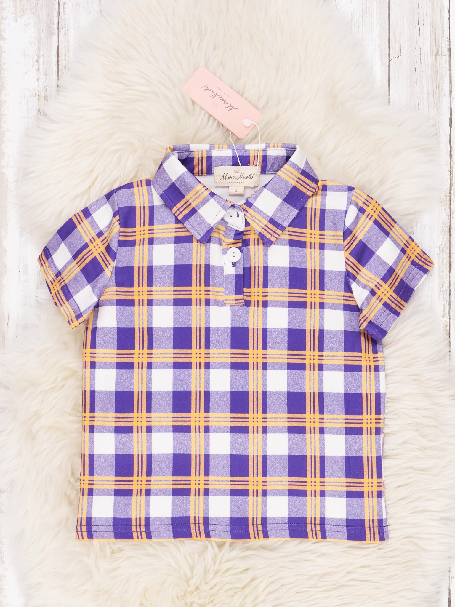 Purple & Gold Plaid Polo - Image 2