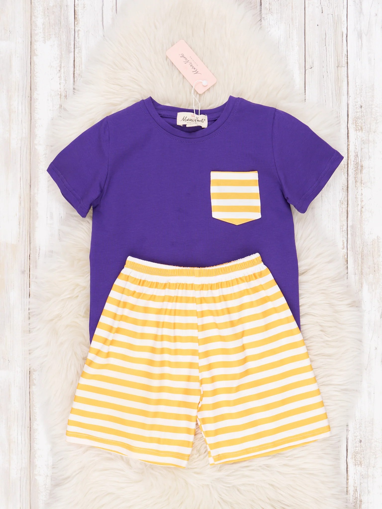 Purple & Gold Striped Outfit - Image 2