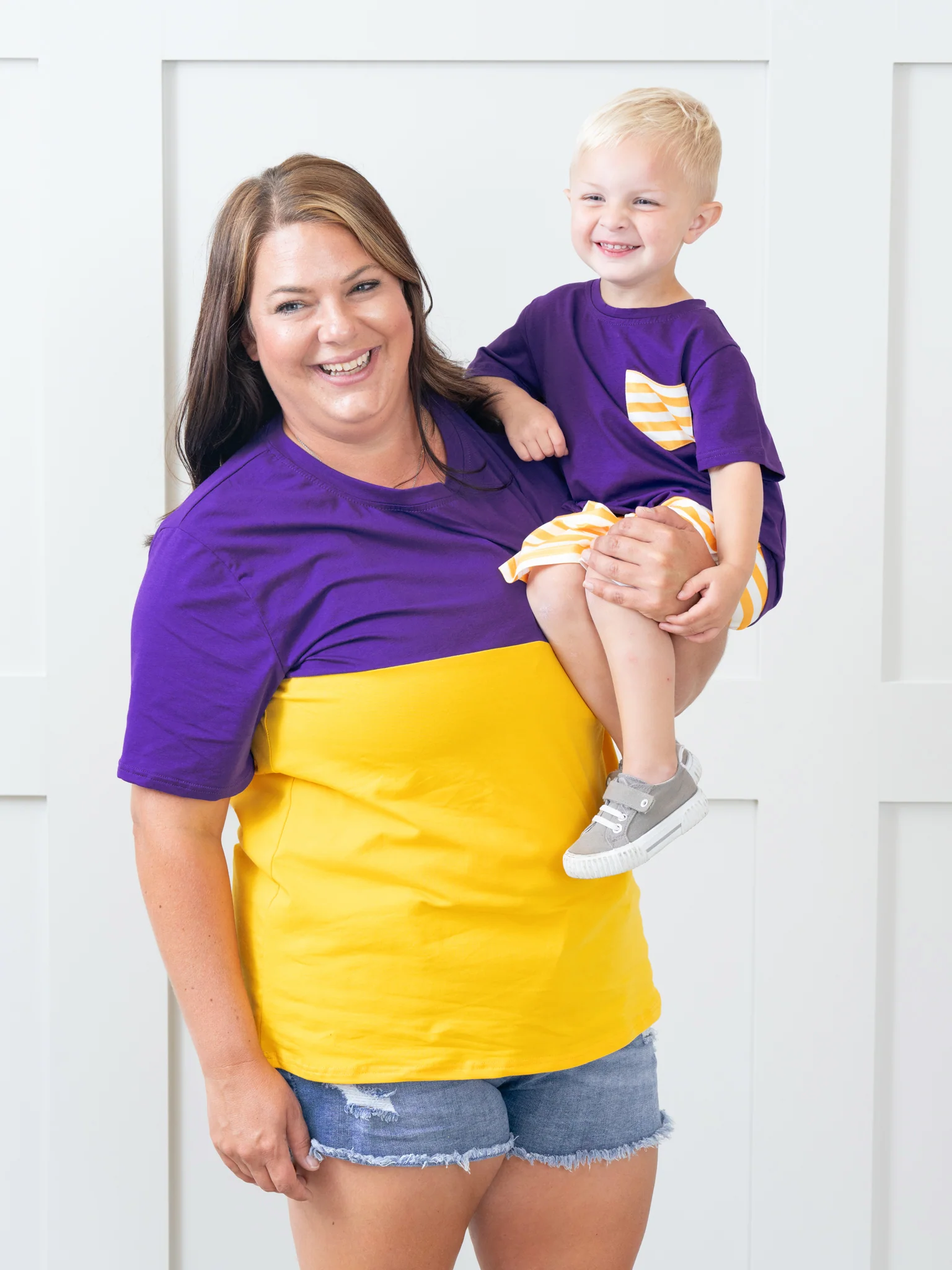 Purple & Gold Striped Outfit - Image 3