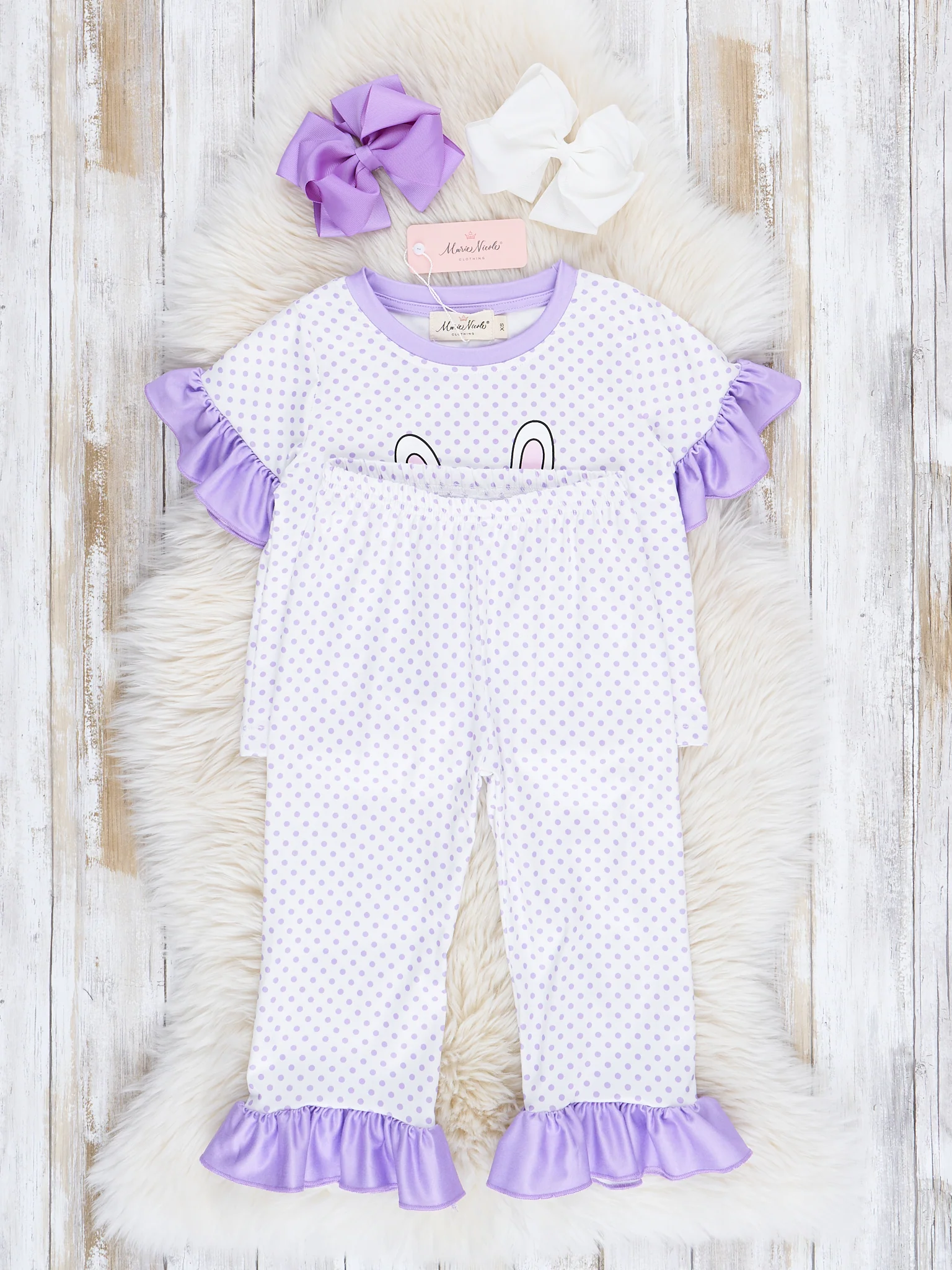 Purple Bunny Ruffle Pajamas - Image 3