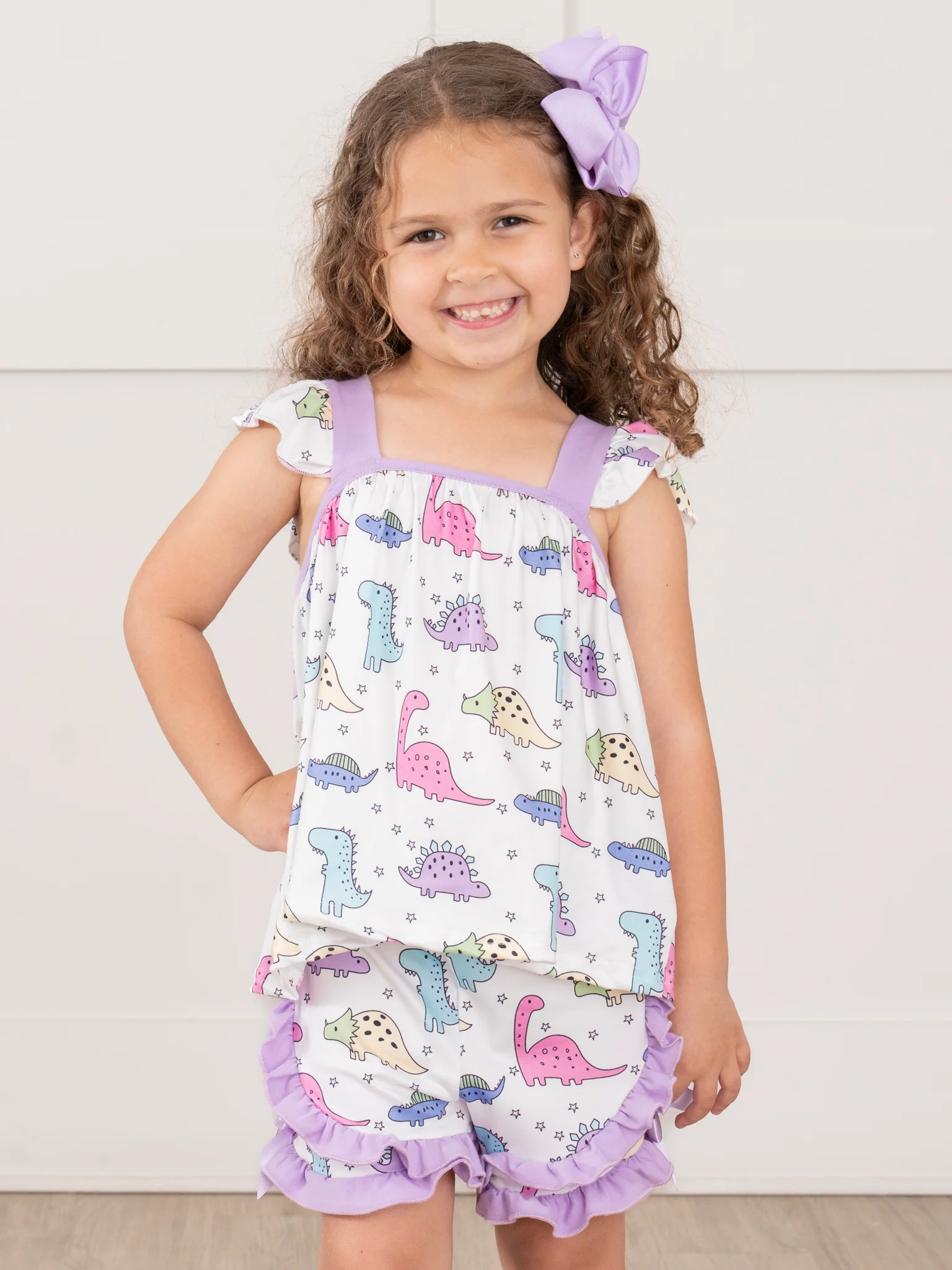Purple Dinosaur Land Ruffle Outfit