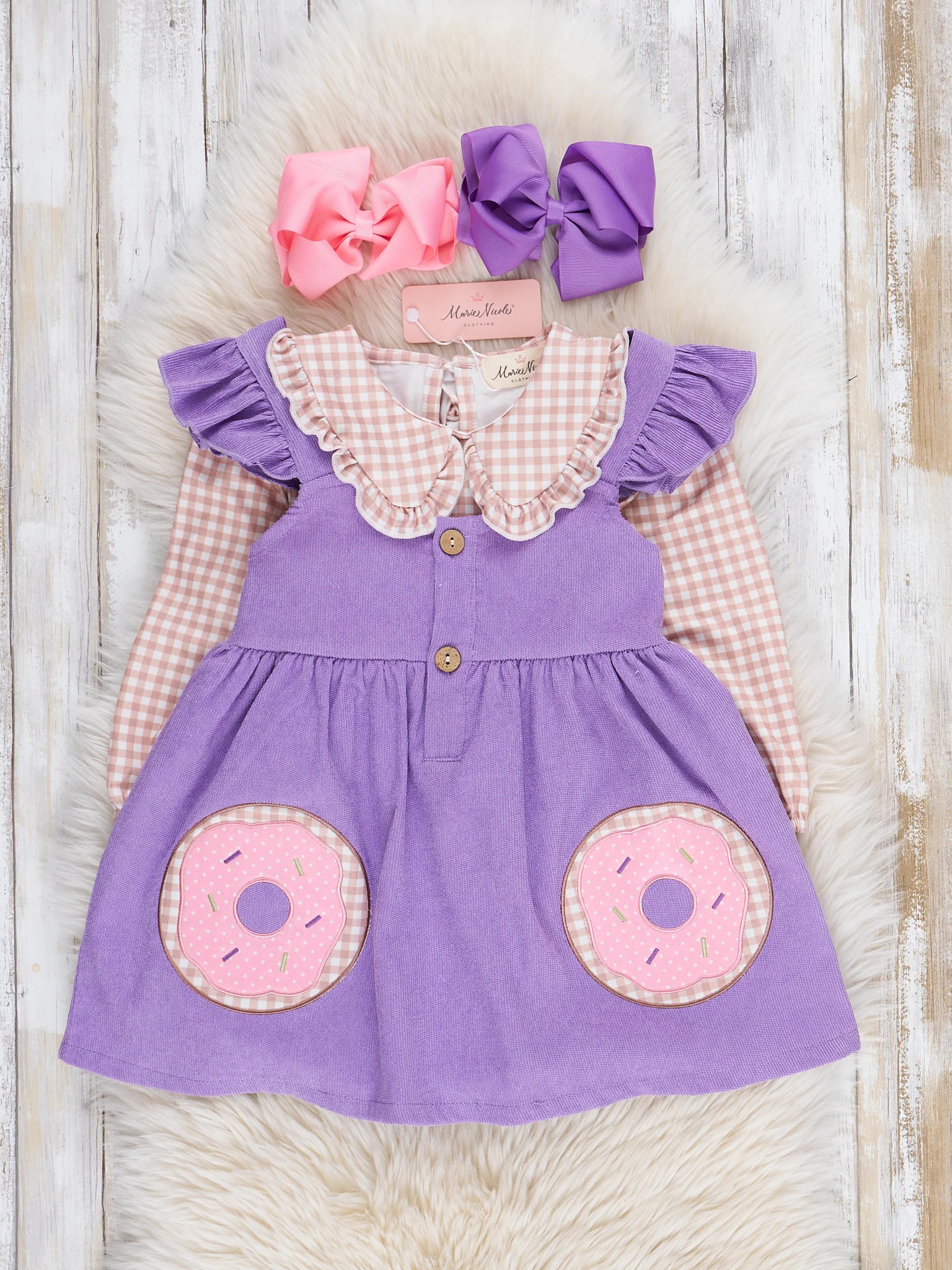 Purple Donuts Ruffle Skirtall Set