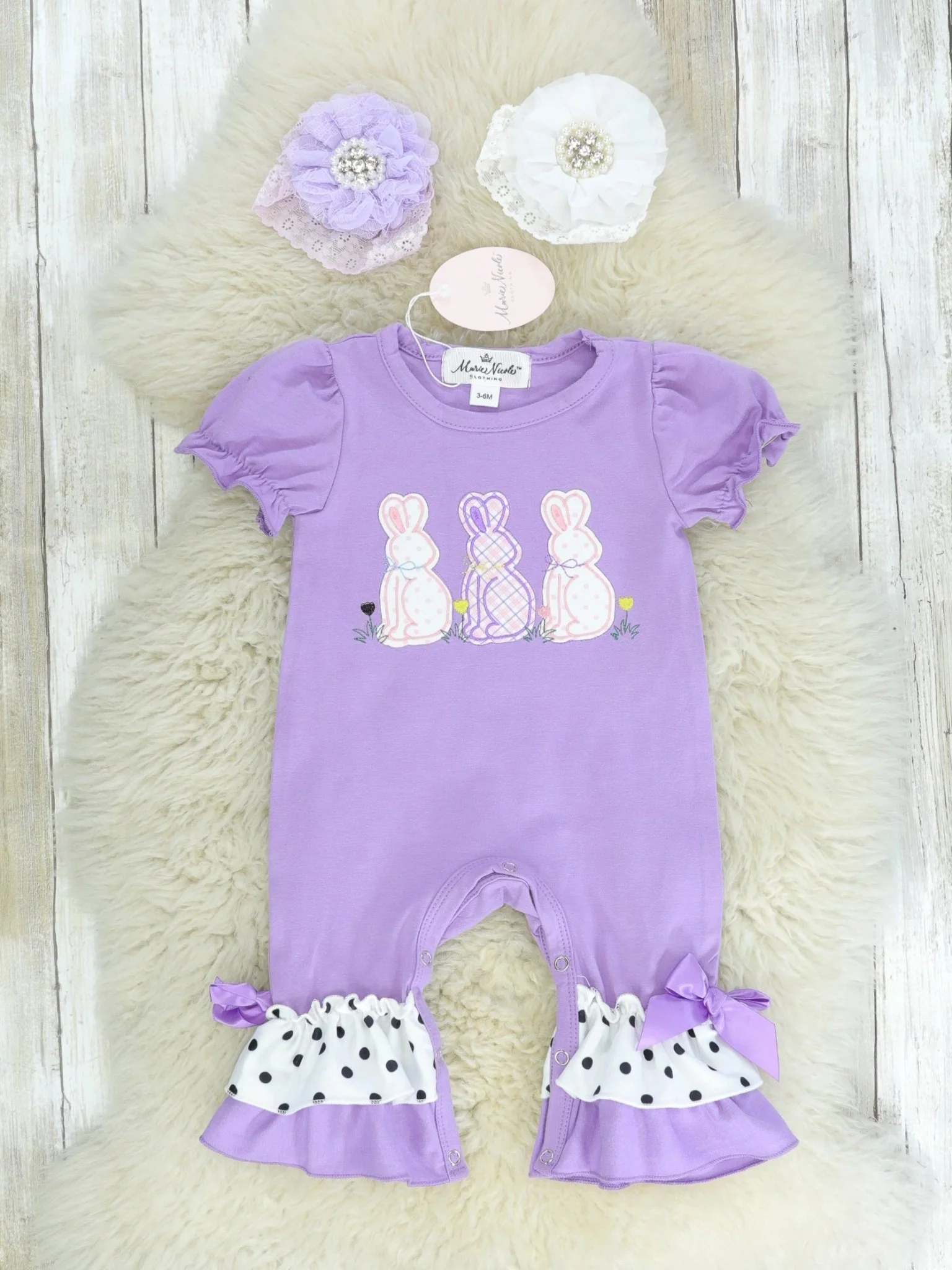 Purple Easter Bunny Ruffle Romper