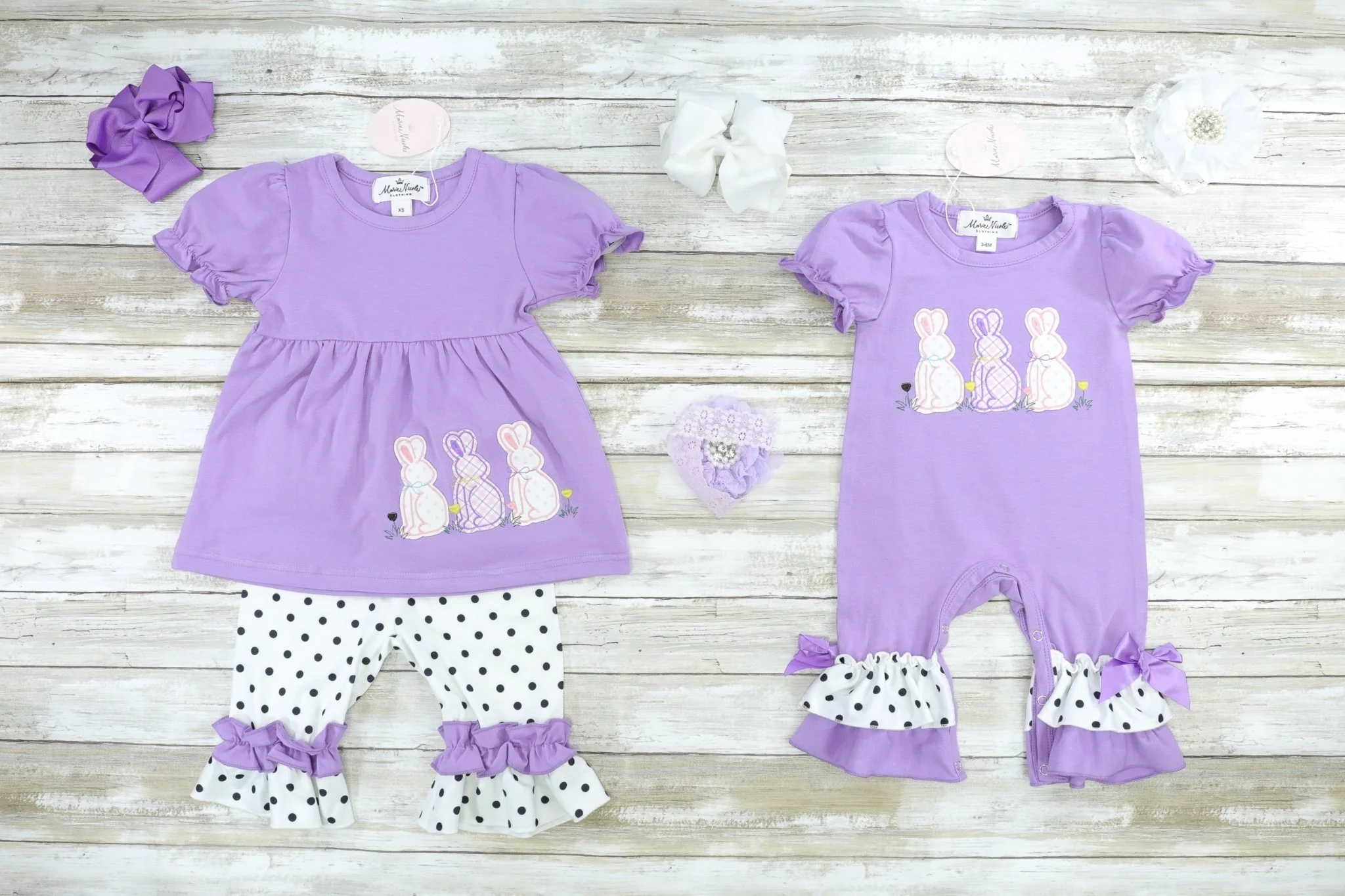 Purple Easter Bunny Ruffle Romper - Image 2