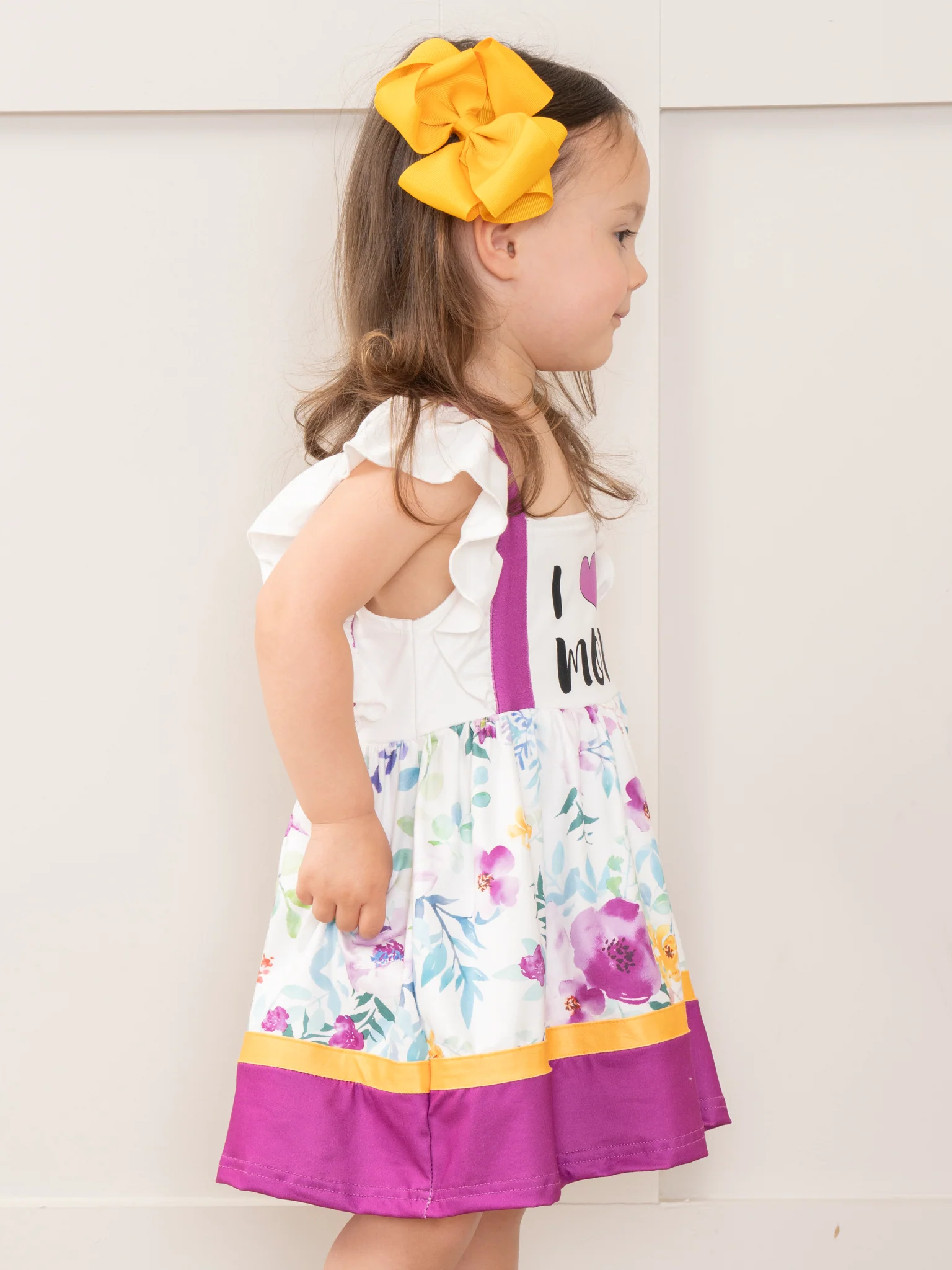 Purple Floral Mom Love Ruffle Dress - Image 3