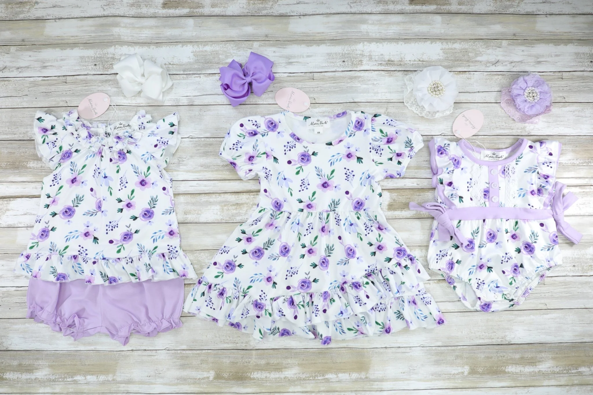 Purple Floral Ruffle Bubble Romper - Image 2