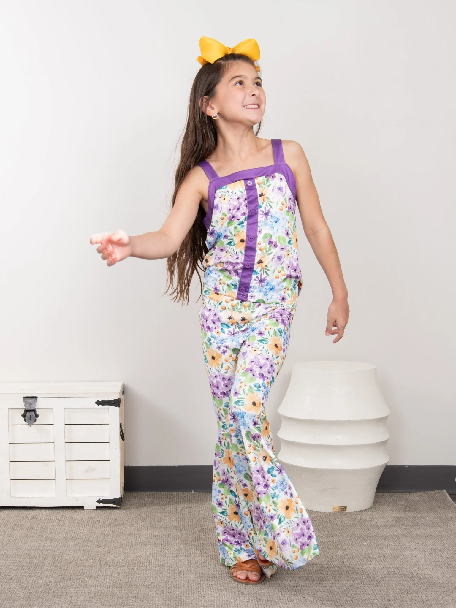 Purple Floral Tank & Bell Bottoms Outfit