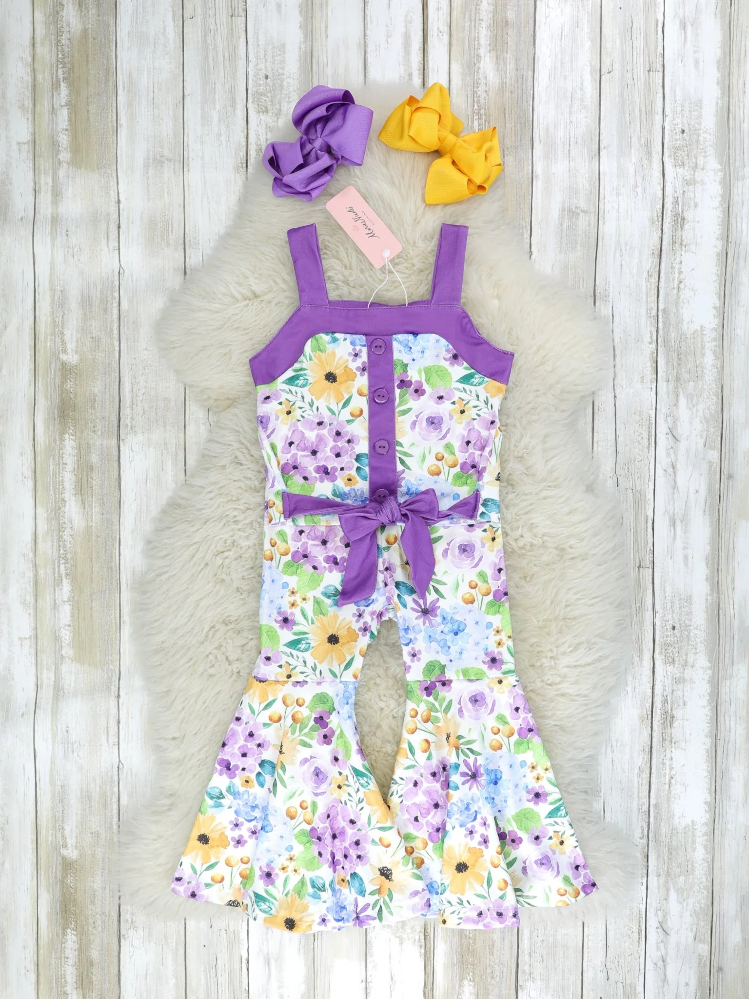 Purple Floral Tank & Bell Bottoms Outfit - Image 2