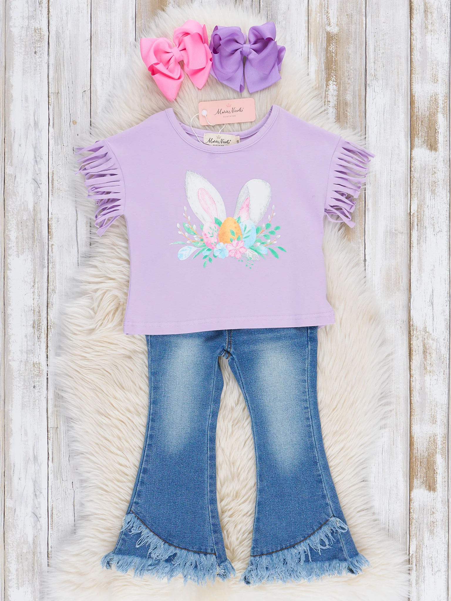 Purple Fringe Bunny Garden Outfit w/ Jeans - Image 2