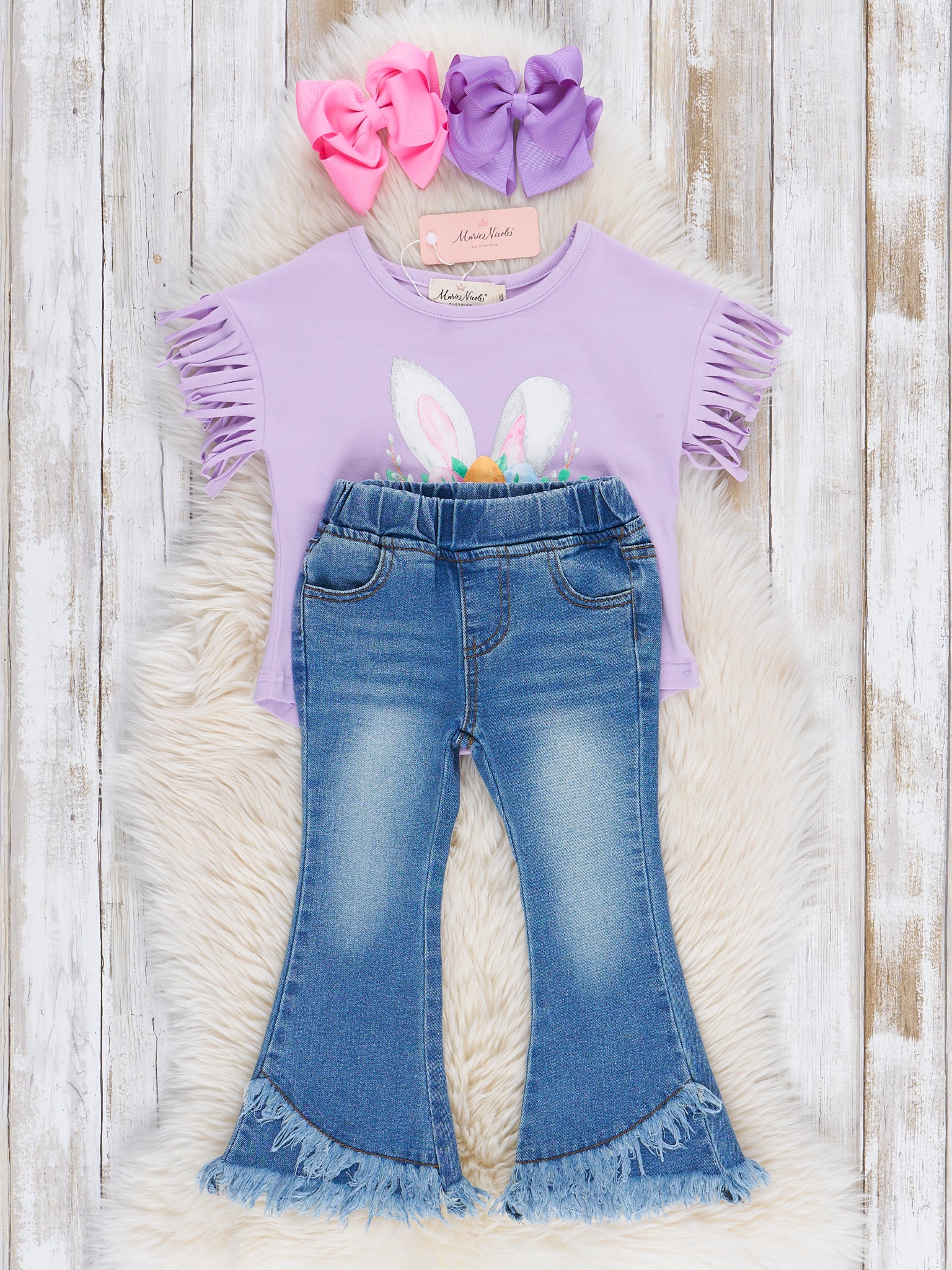 Purple Fringe Bunny Garden Outfit w/ Jeans - Image 3