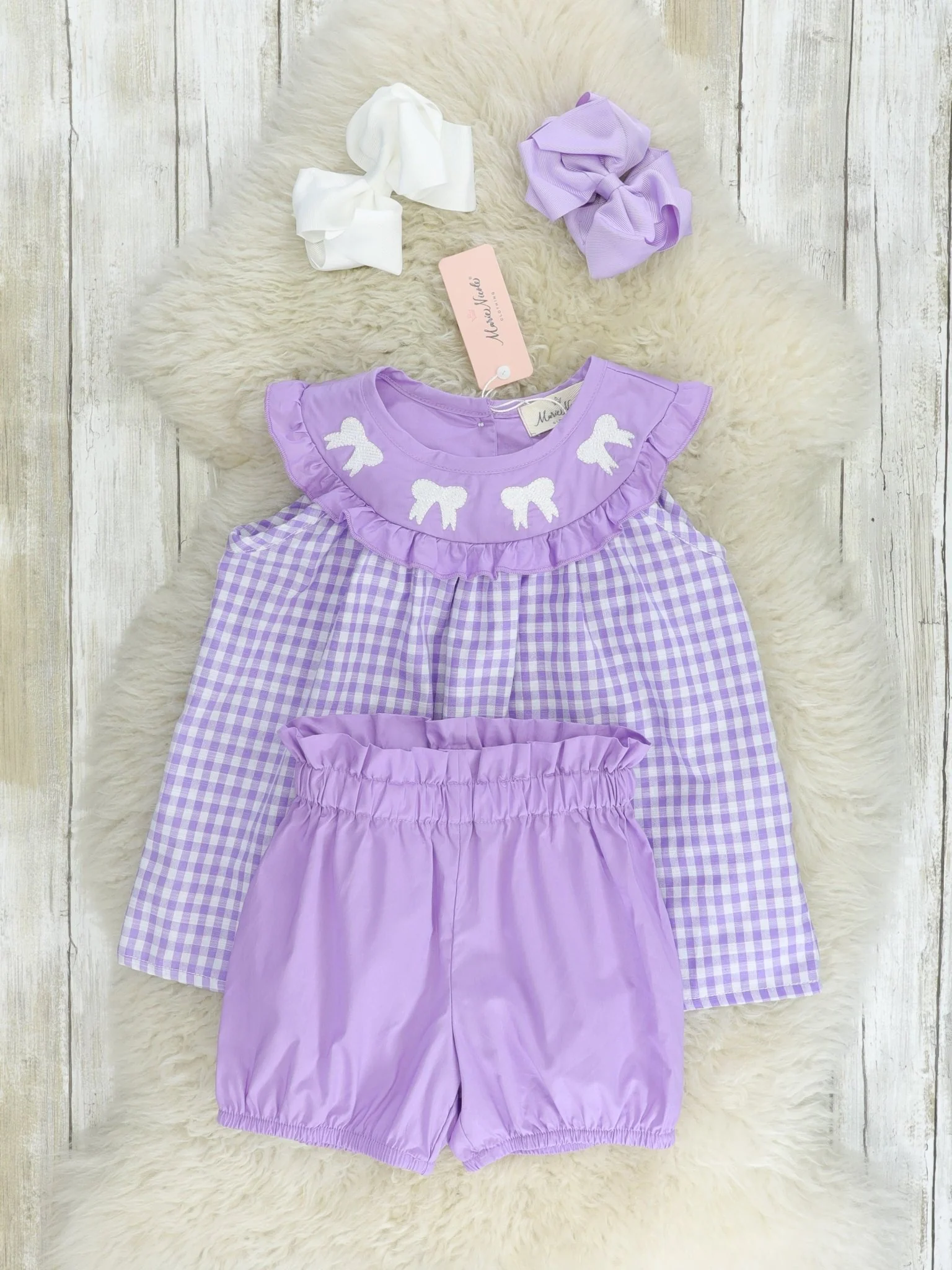 Purple Gingham Bow Ruffle Outfit - Image 2