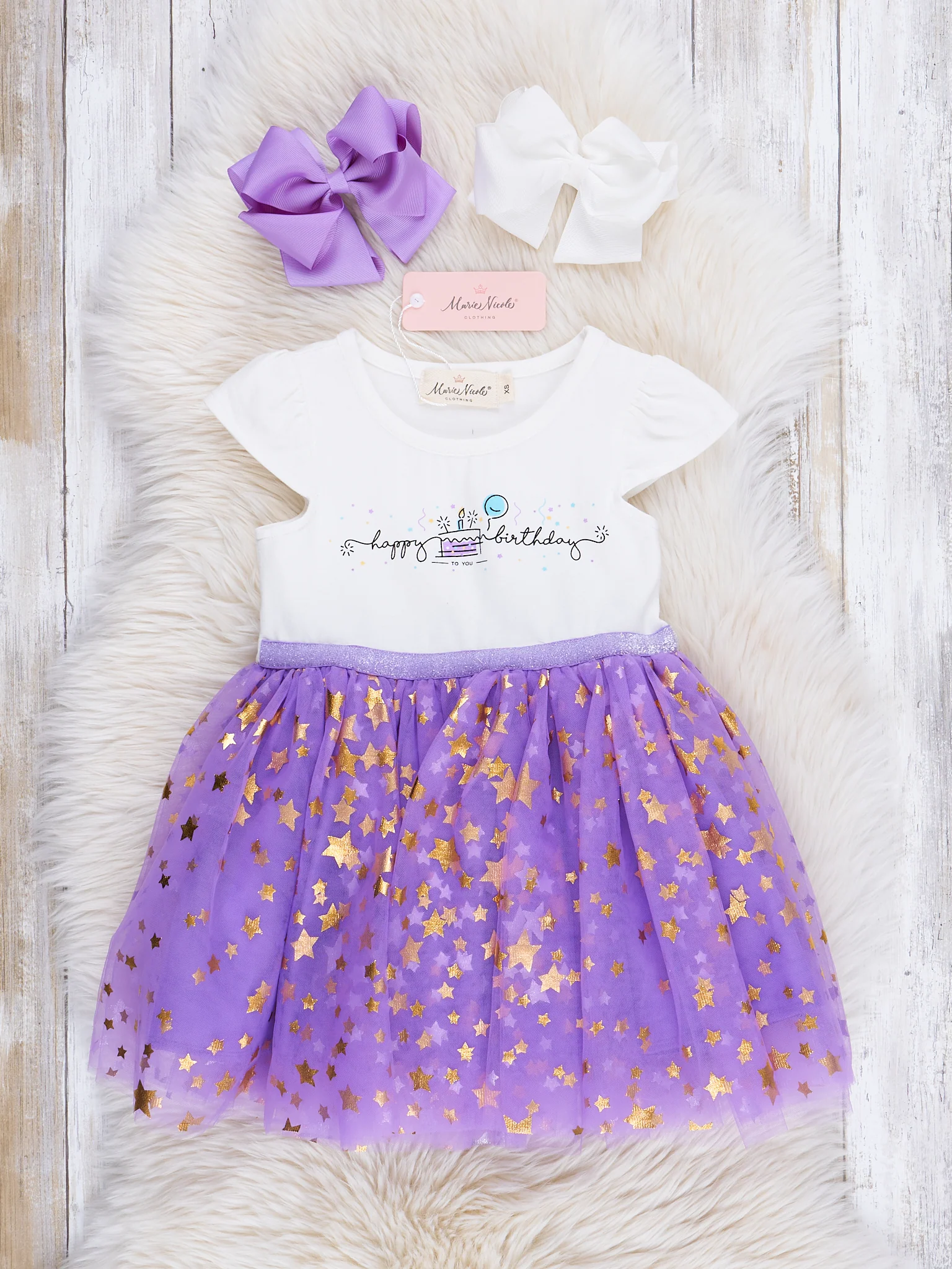 Purple & Gold Birthday Sparkle Tulle Dress - Image 2