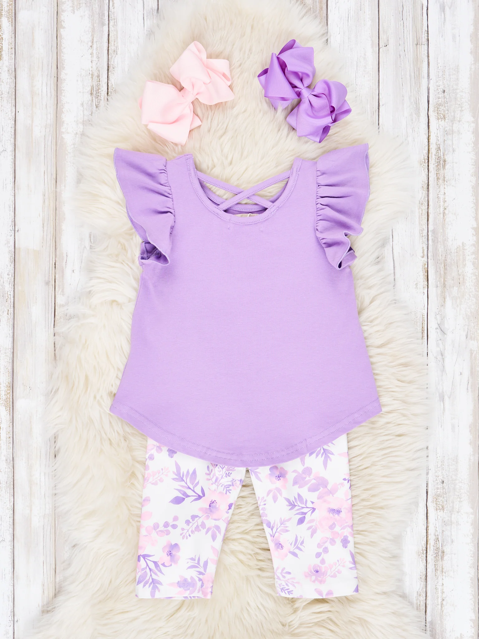Purple "Jesus Loves Me" Ruffle Outfit - Image 3