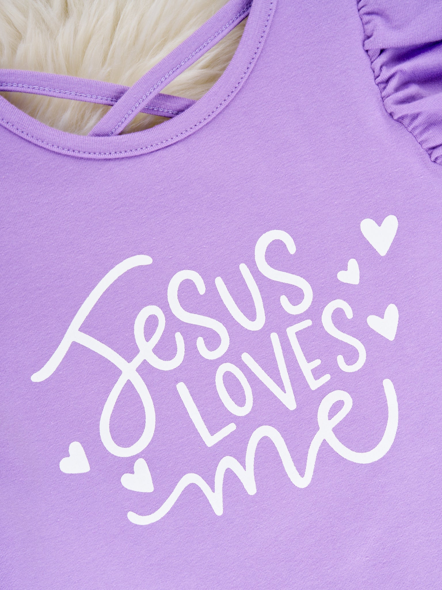 Purple "Jesus Loves Me" Ruffle Outfit - Image 4