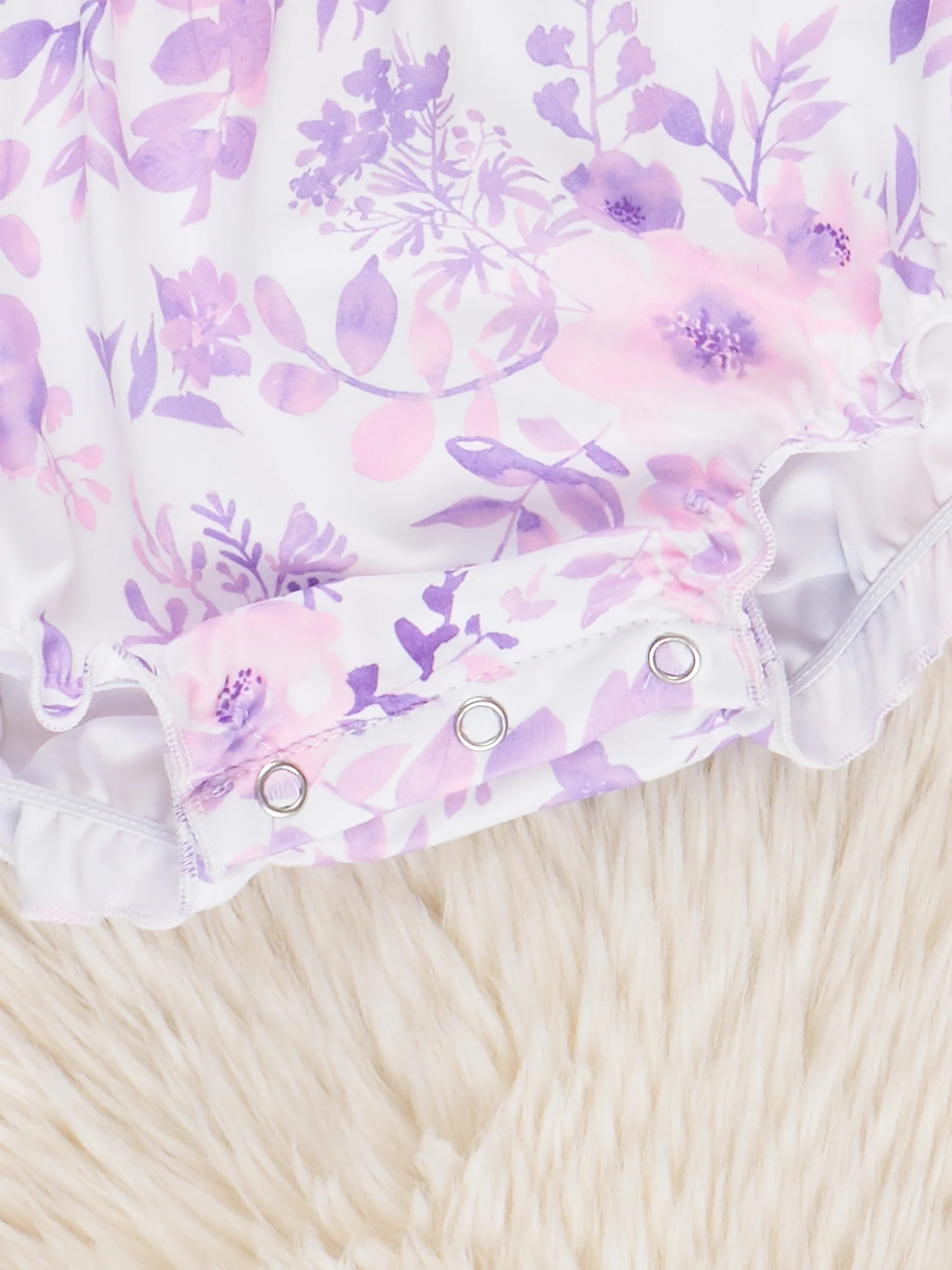 Purple "Jesus Loves Me" Ruffle Romper - Image 3