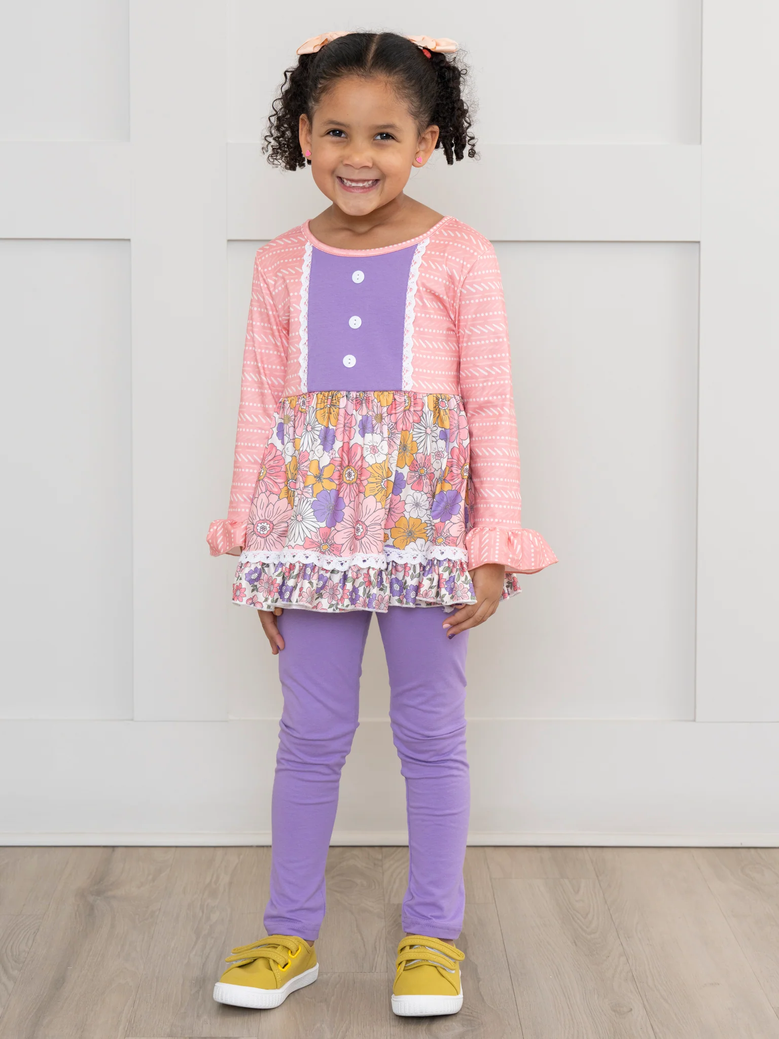 Purple & Pink Marigold Lace Trim Outfit - Image 4