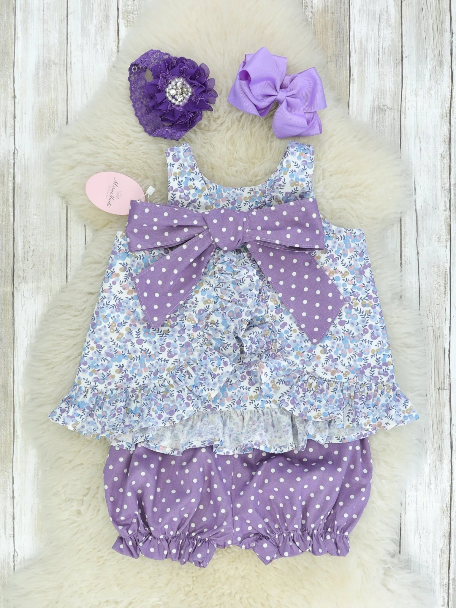 Magical Berry Ruffle Open-Back Bow Outfit