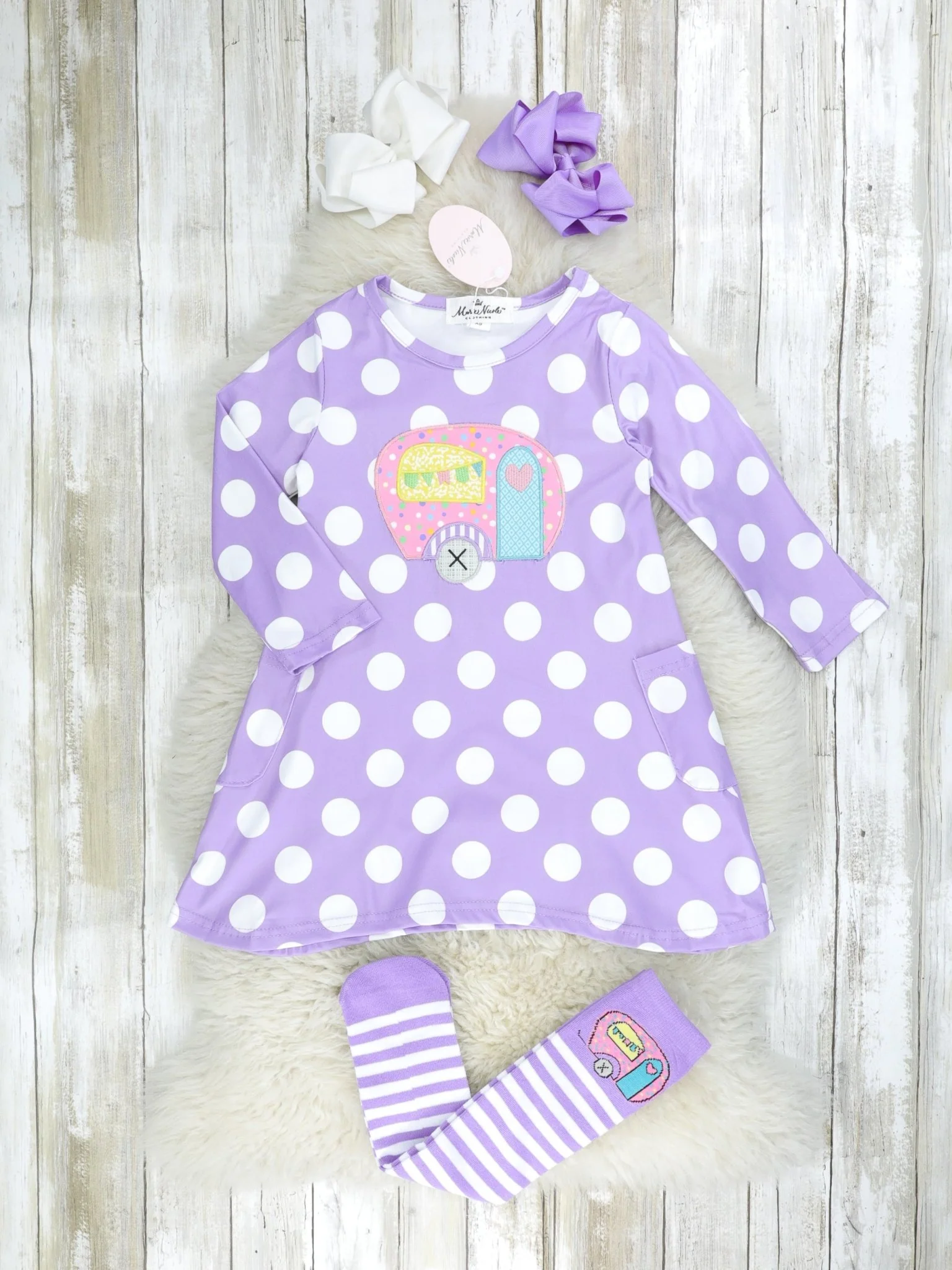 Purple Polka Dot Camper Dress - Image 2
