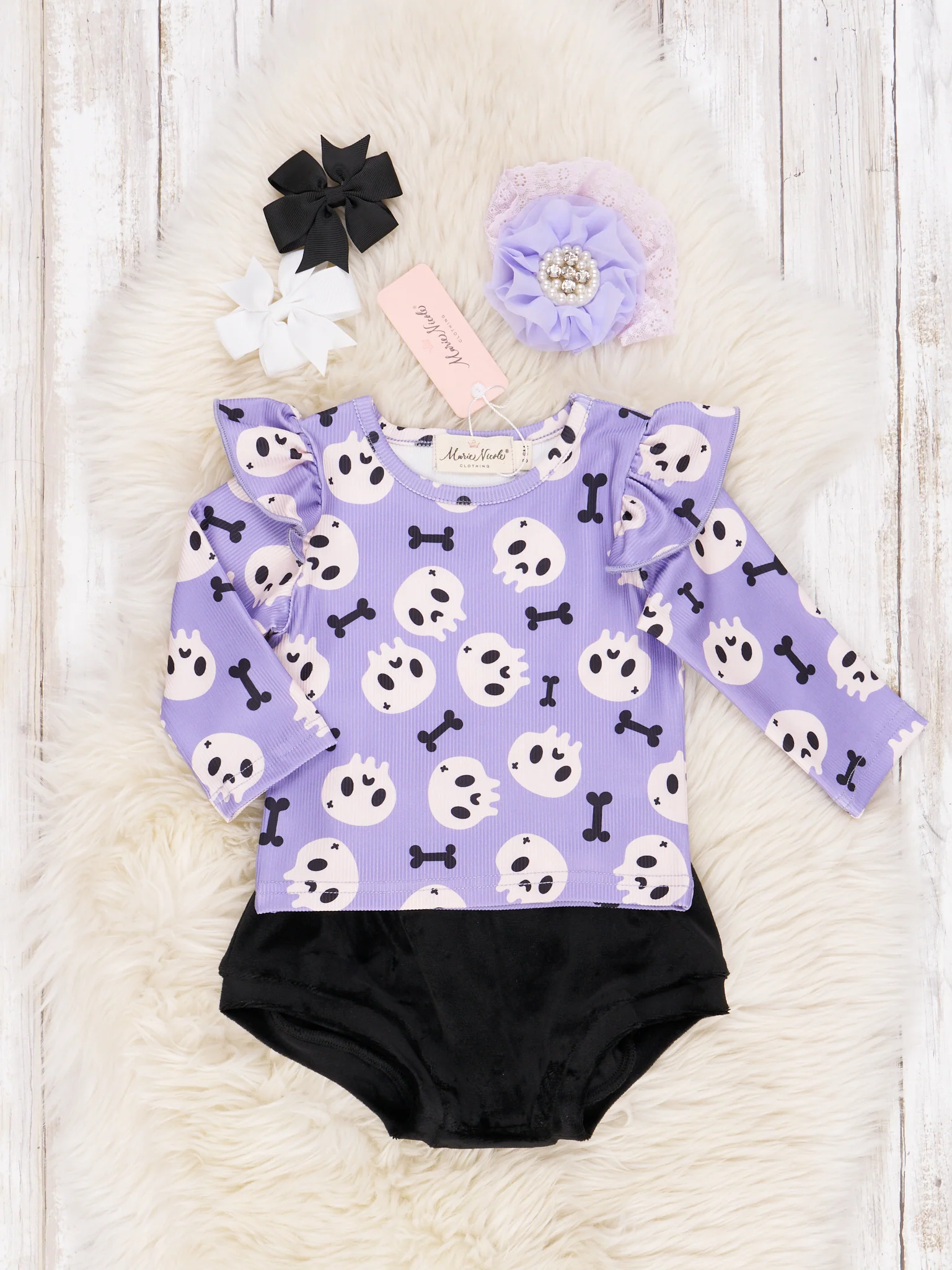 Purple Skulls Ruffle Bloomers Outfit