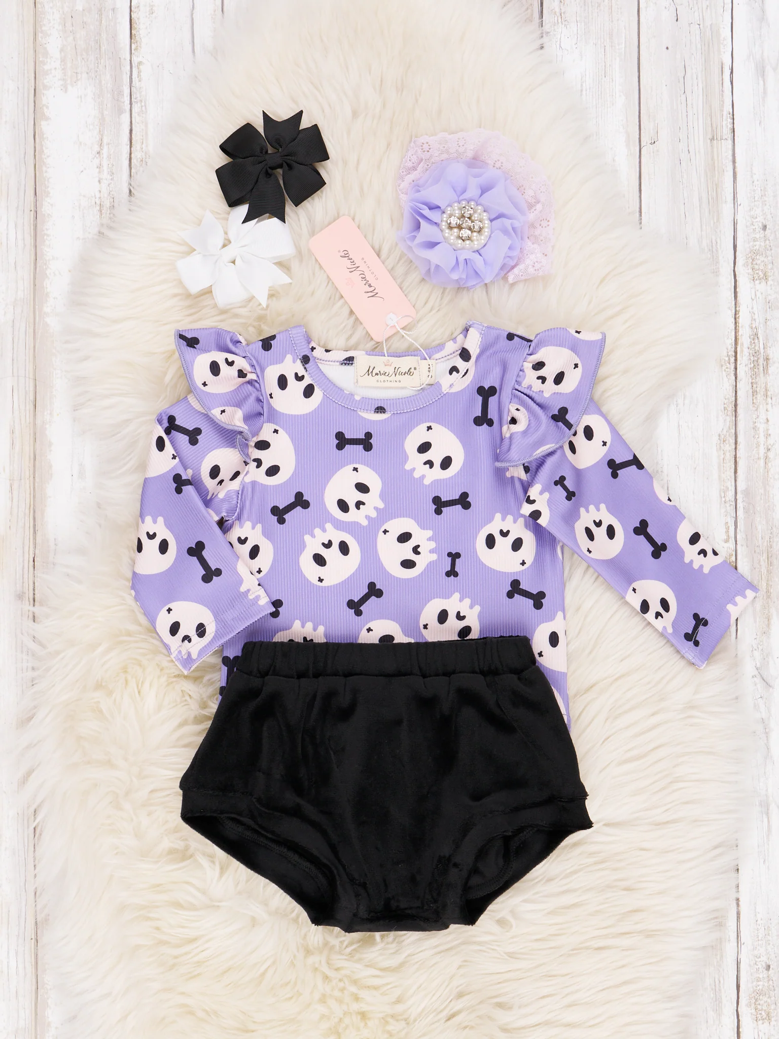Purple Skulls Ruffle Bloomers Outfit - Image 2