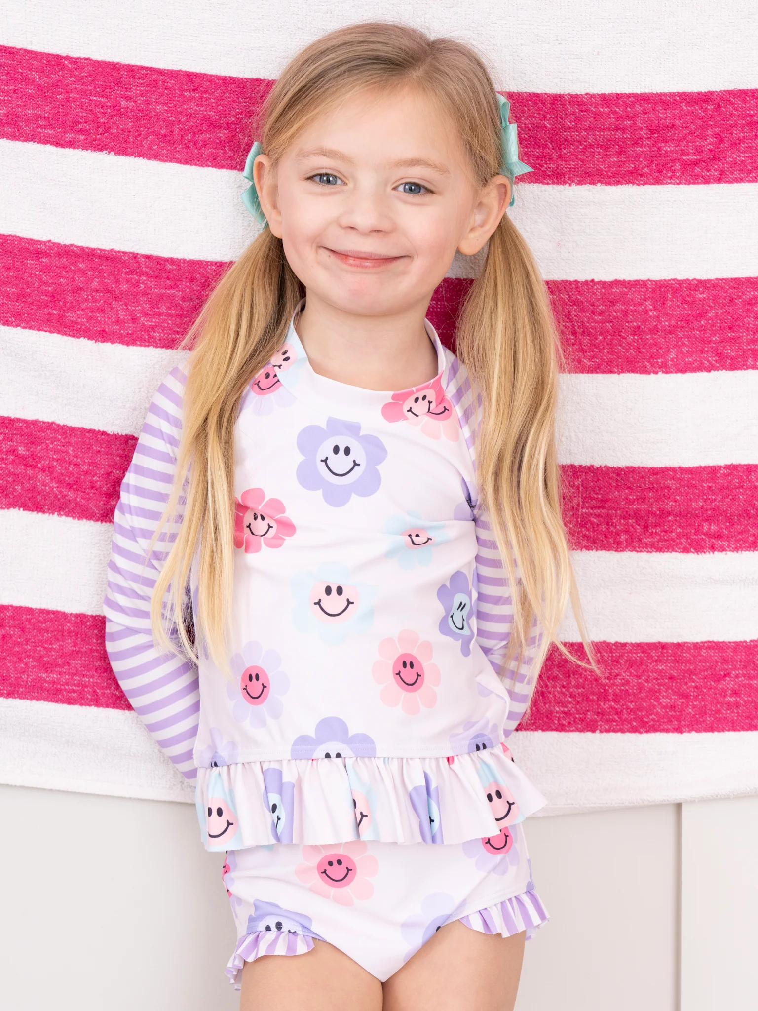 Purple Smiley Daisies Two Piece Rashguard - Image 5