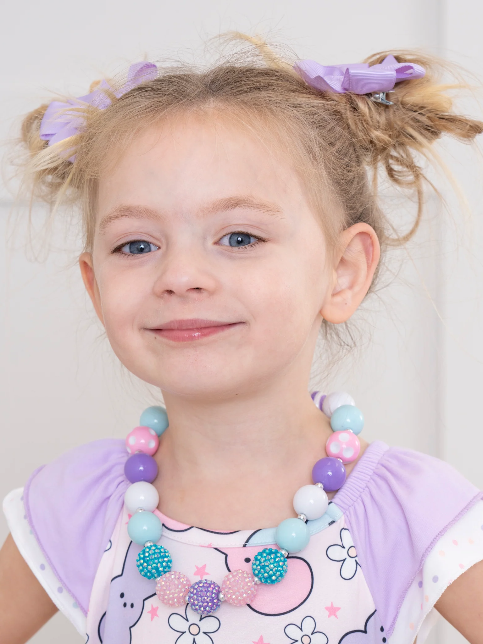 Purple Stripes & Blue Sparkle Bubblegum Necklace - Image 2