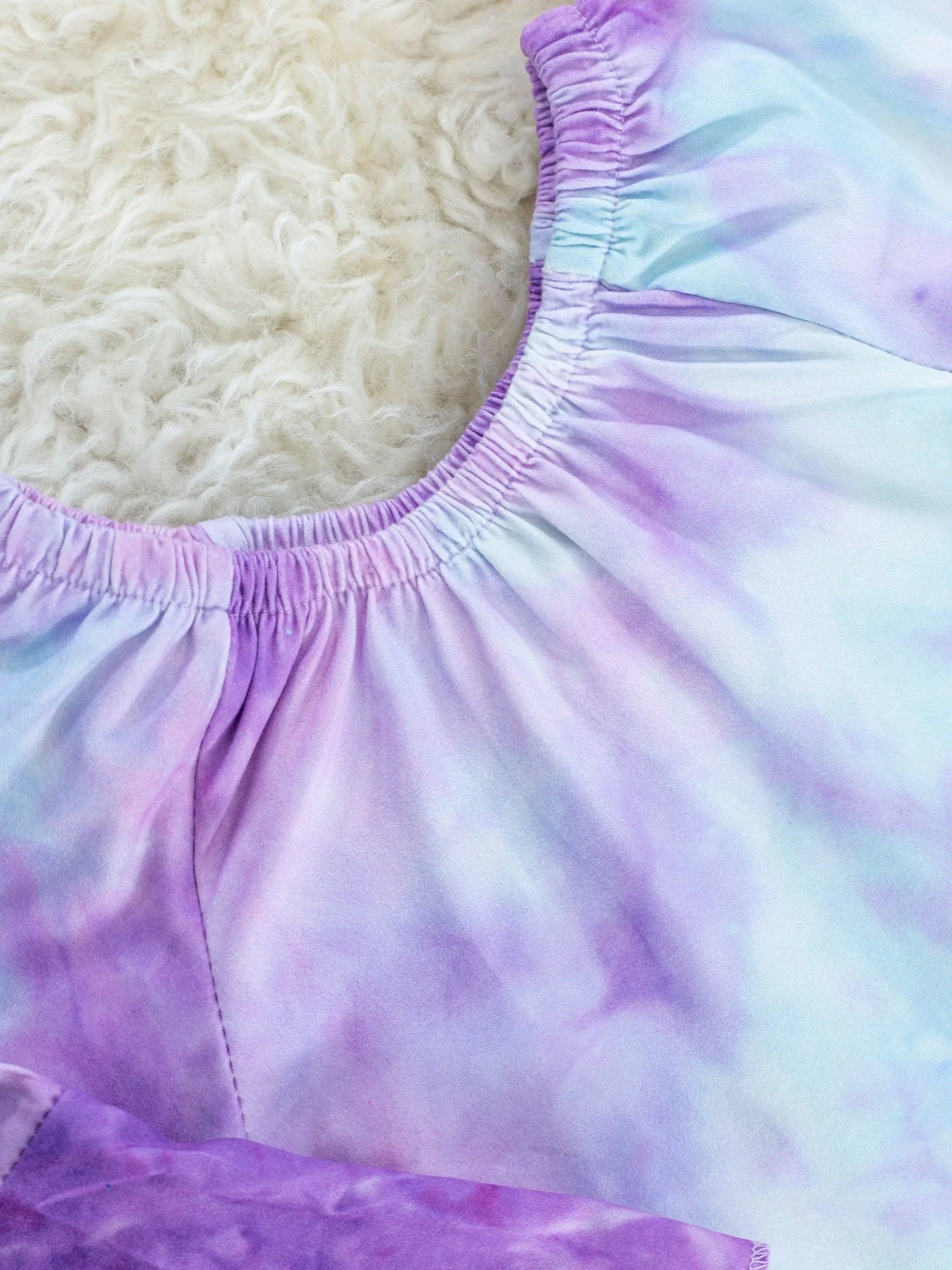 Purple Tie Dye Bell Sleeve Romper - Image 2