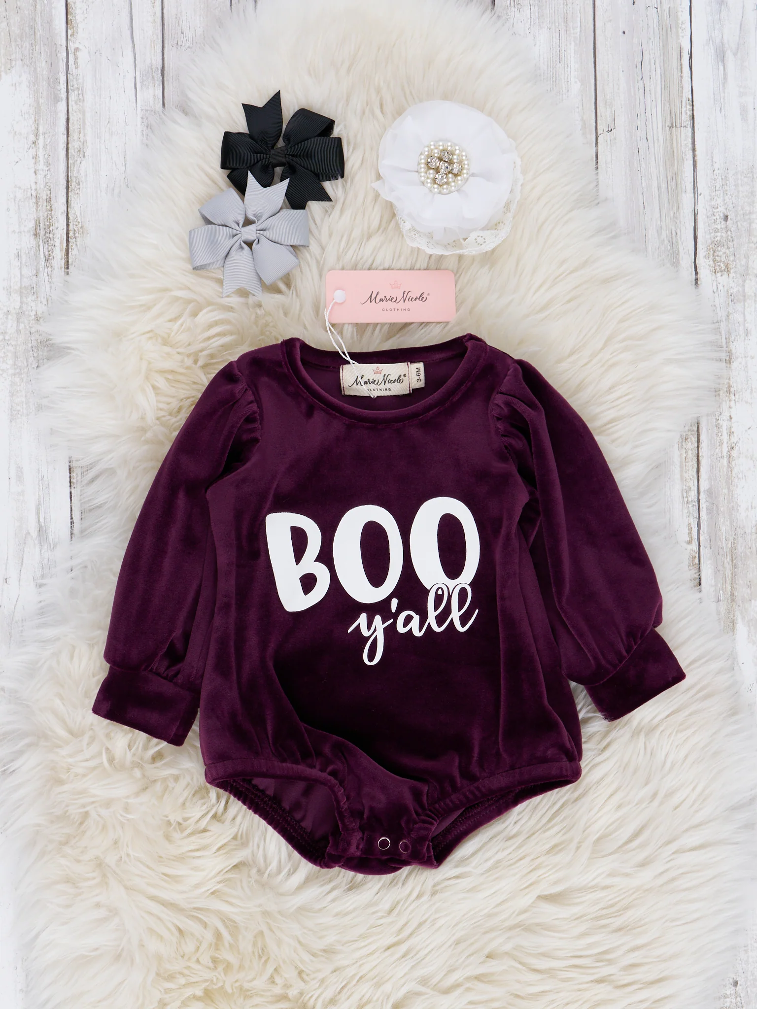 Purple Velvet "Boo, Y'all" Romper
