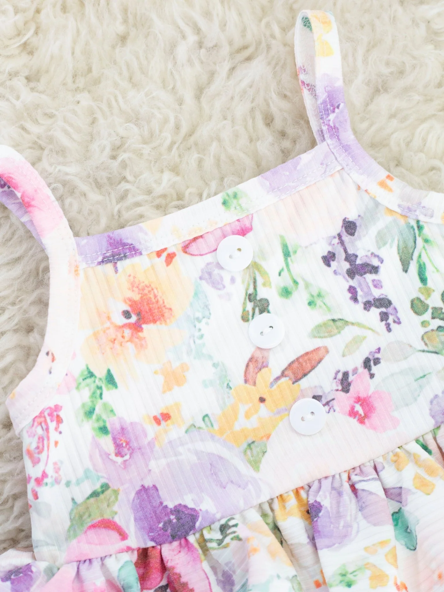 Purple Watercolor Floral Tank & Shorts Outfit - Image 4